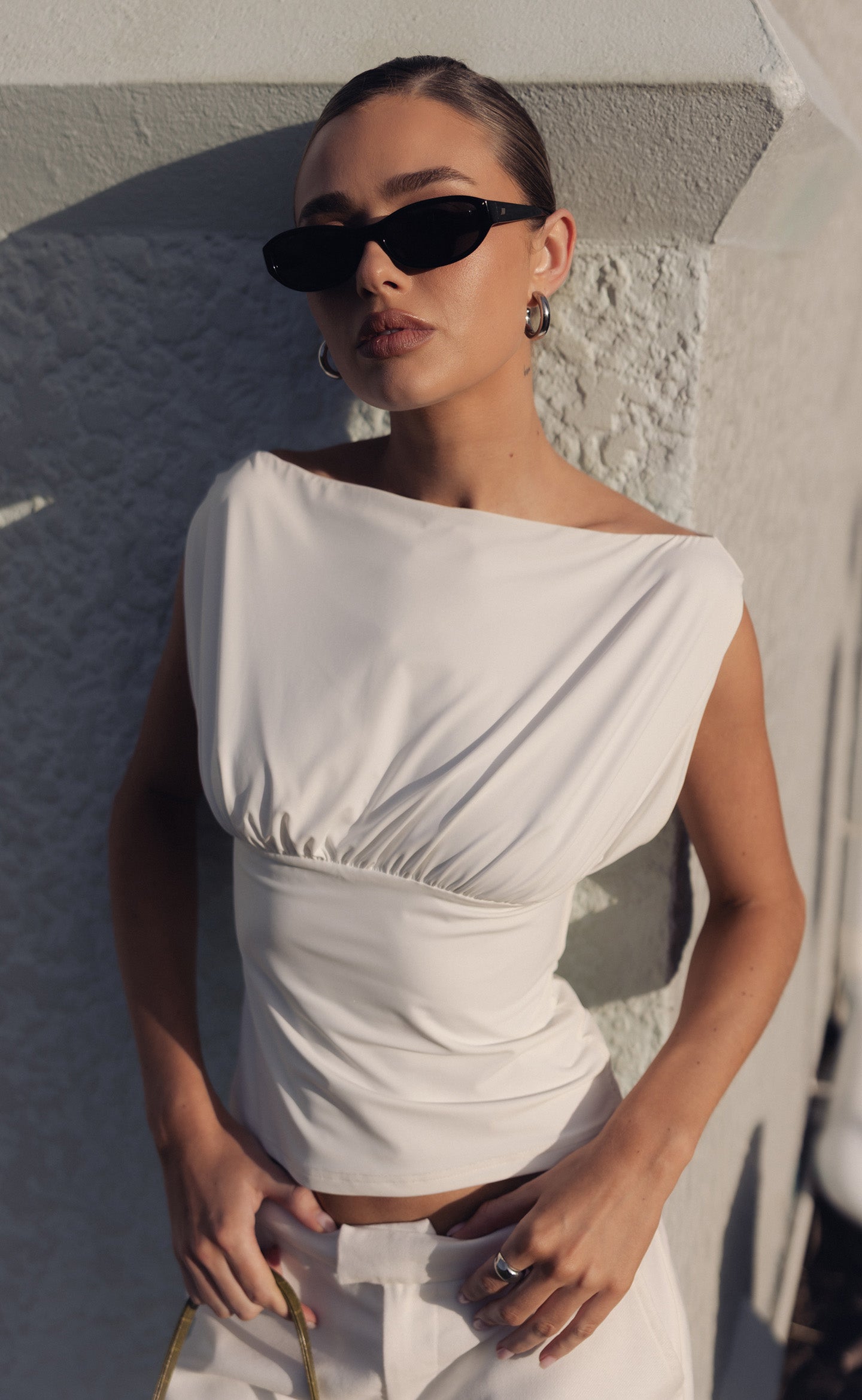 Charcoal Levi Top (White)