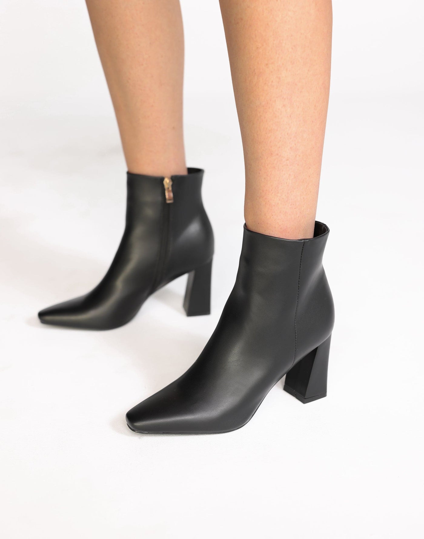 Indeera Boots (Black) - By Billini - Flared Block Heel Ankle Boot - Women's Shoes - Charcoal Clothing