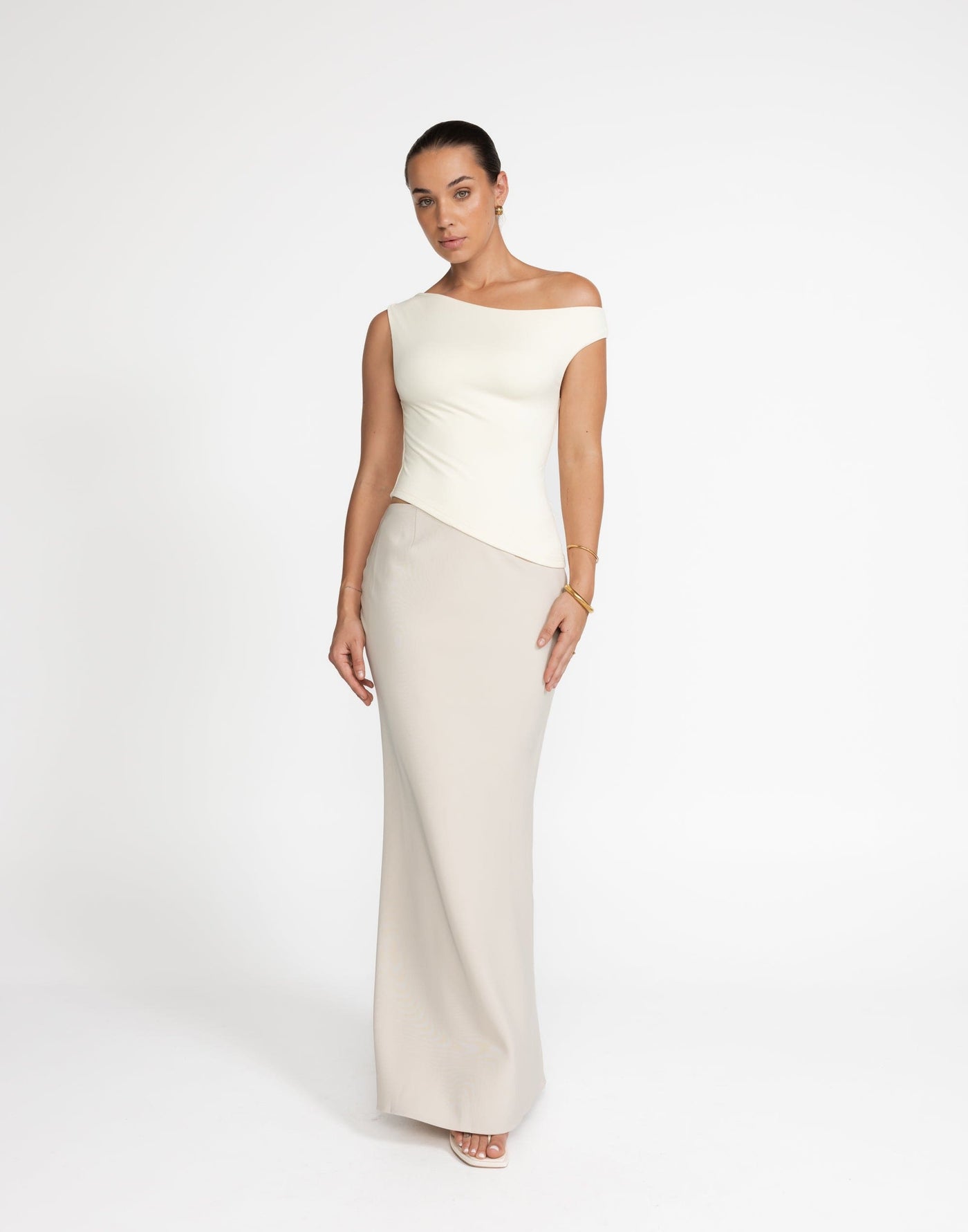 Lulu Top (Butter) | CHARCOAL Exclusive - Bodycon Off Shoulder Top - Women's Top - Charcoal Clothing