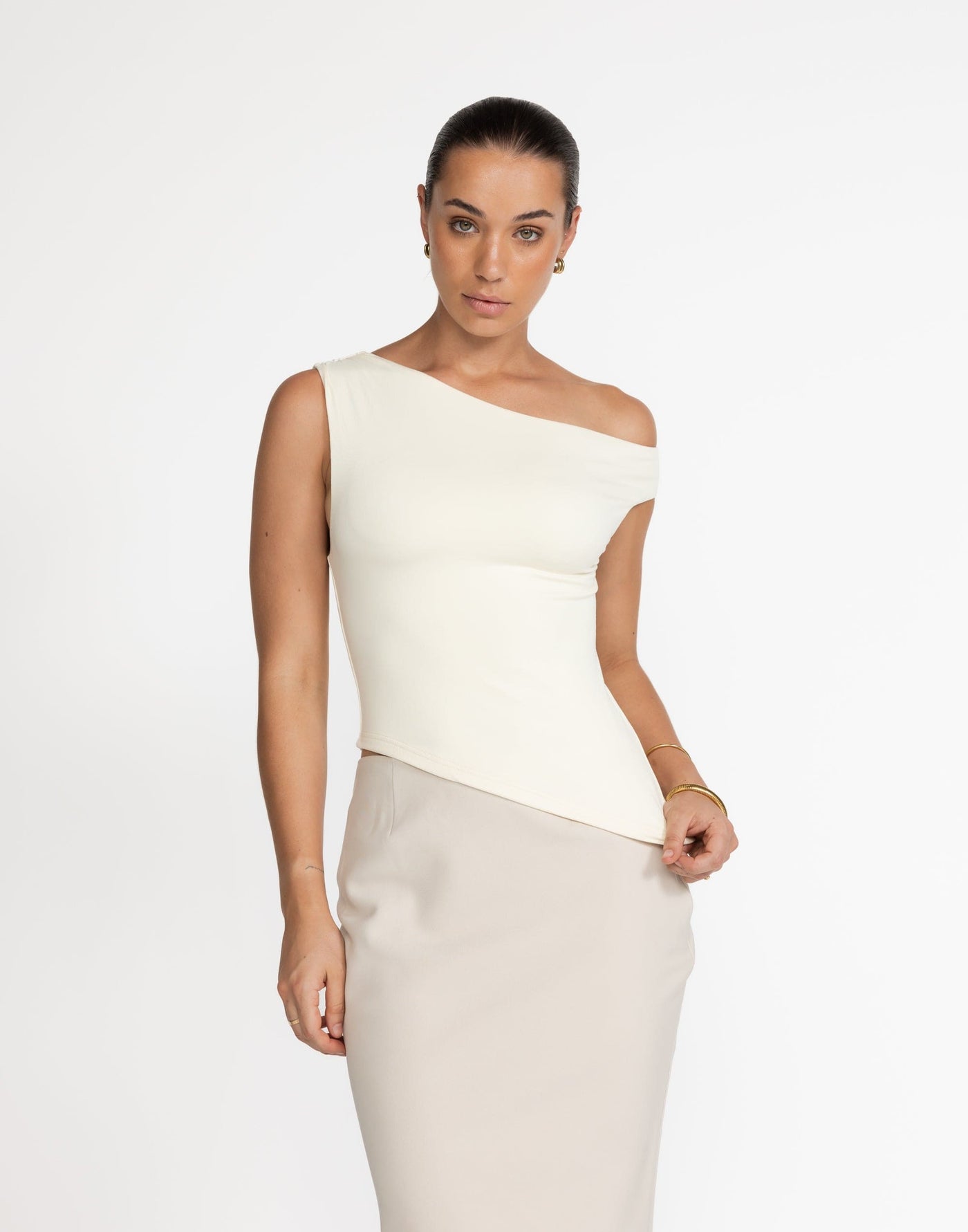 Lulu Top (Butter) | CHARCOAL Exclusive - Bodycon Off Shoulder Top - Women's Top - Charcoal Clothing