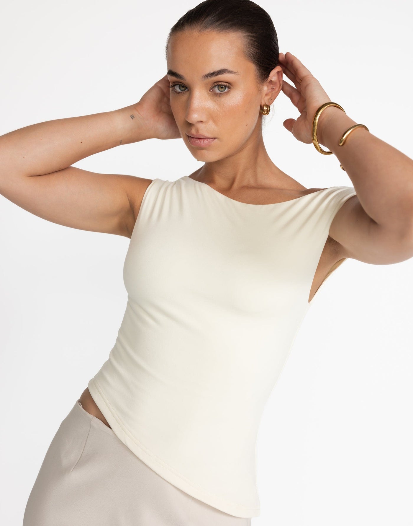 Lulu Top (Butter) | CHARCOAL Exclusive - Bodycon Off Shoulder Top - Women's Top - Charcoal Clothing
