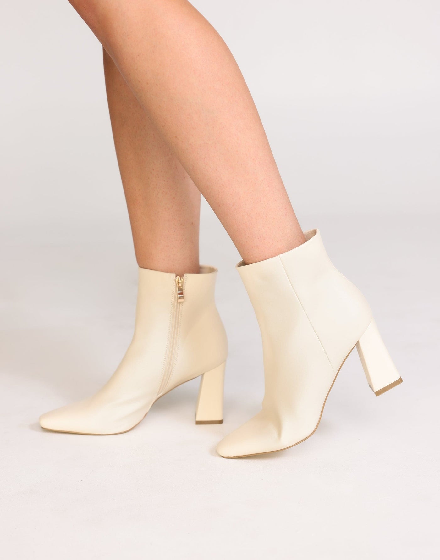 Indeera Boots (Bone) - By Billini - Flared Block Heel Ankle Boot - Women's Shoes - Charcoal Clothing