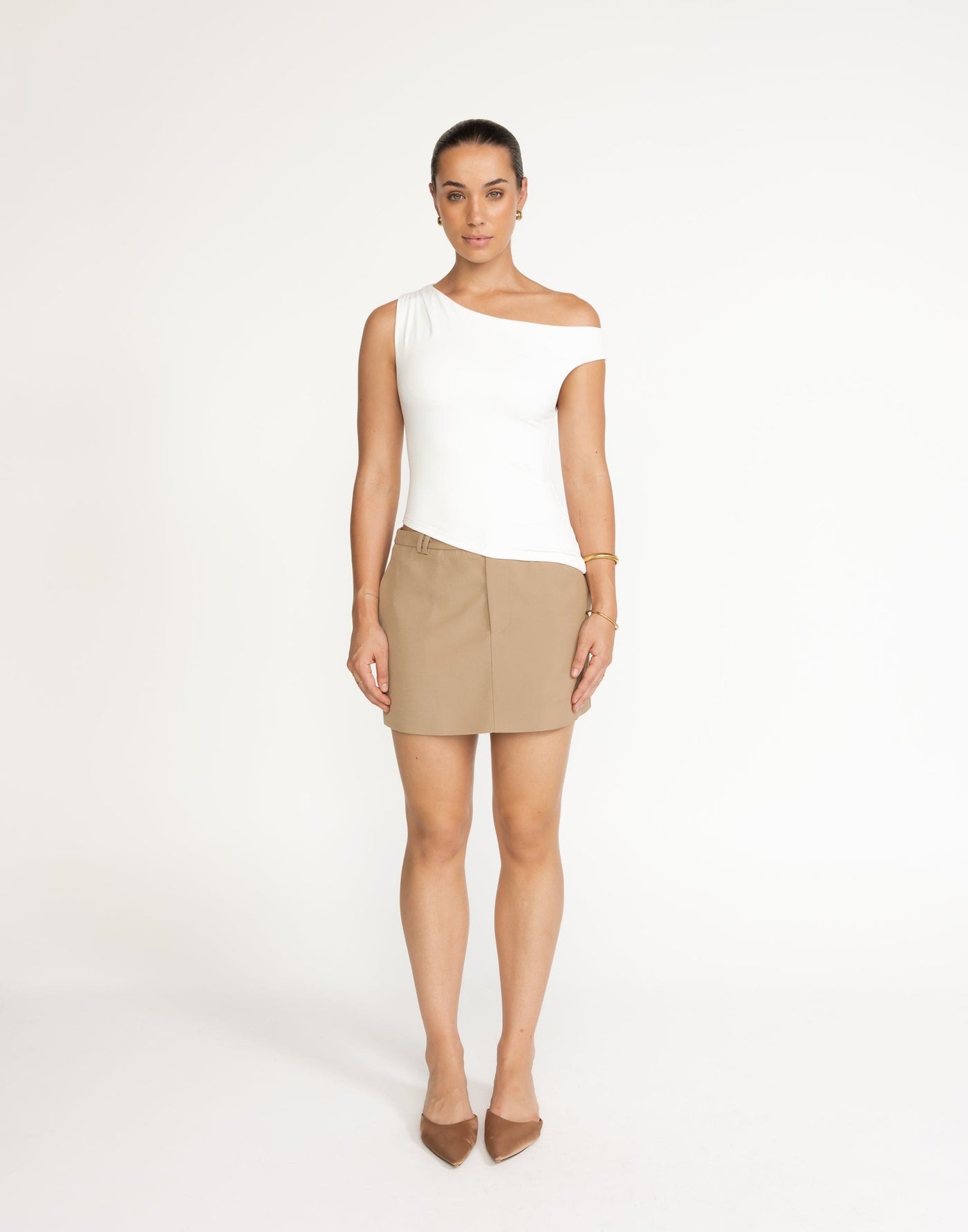Lulu Top (White) | CHARCOAL Exclusive - Bodycon Off Shoulder Top - Women's Top - Charcoal Clothing