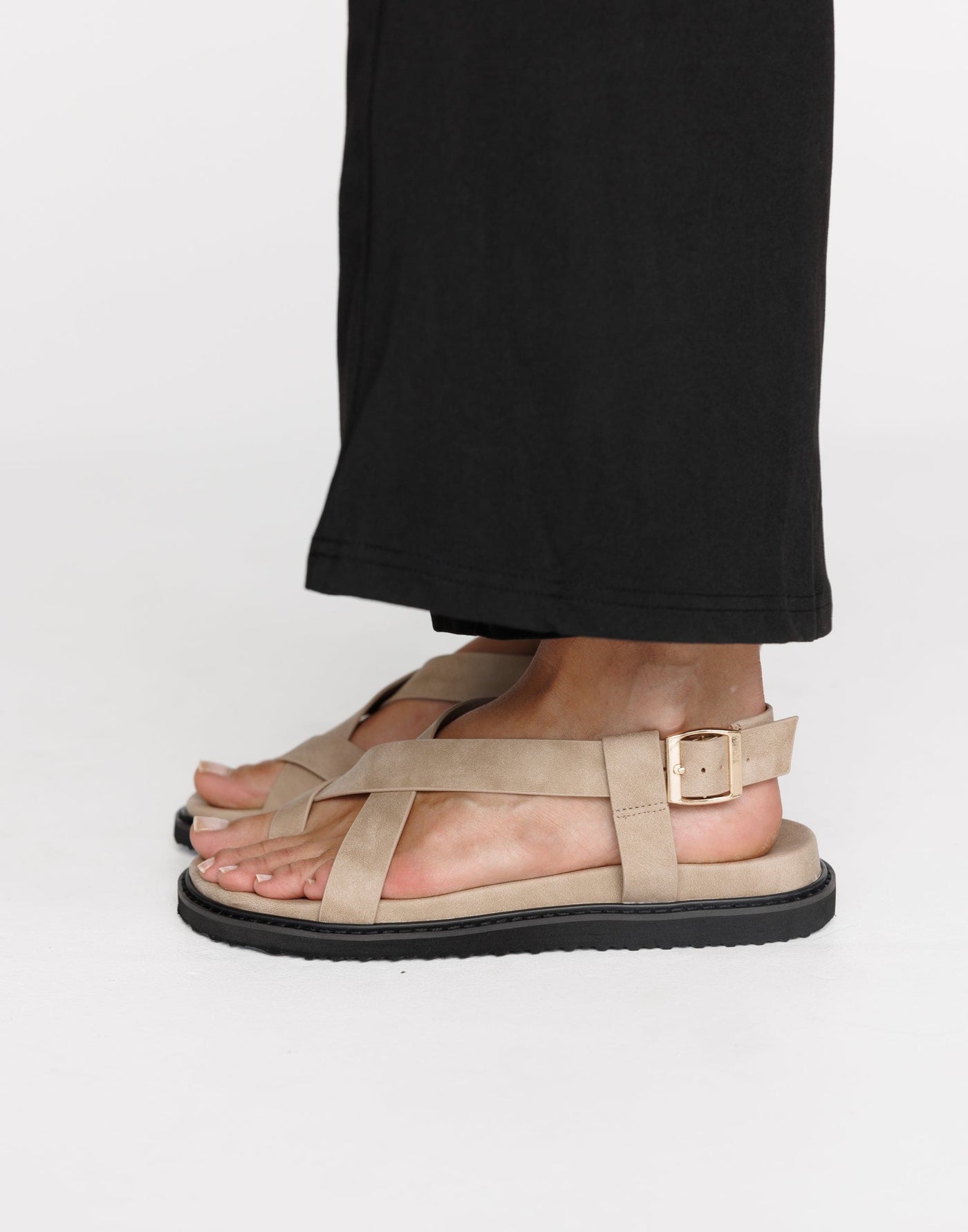 Zarai Sandals (Taupe Nubuck) - By Billini - Strappy Upper Buckle Fastening Toe Strap Sandal - Women's Shoes - Charcoal Clothing