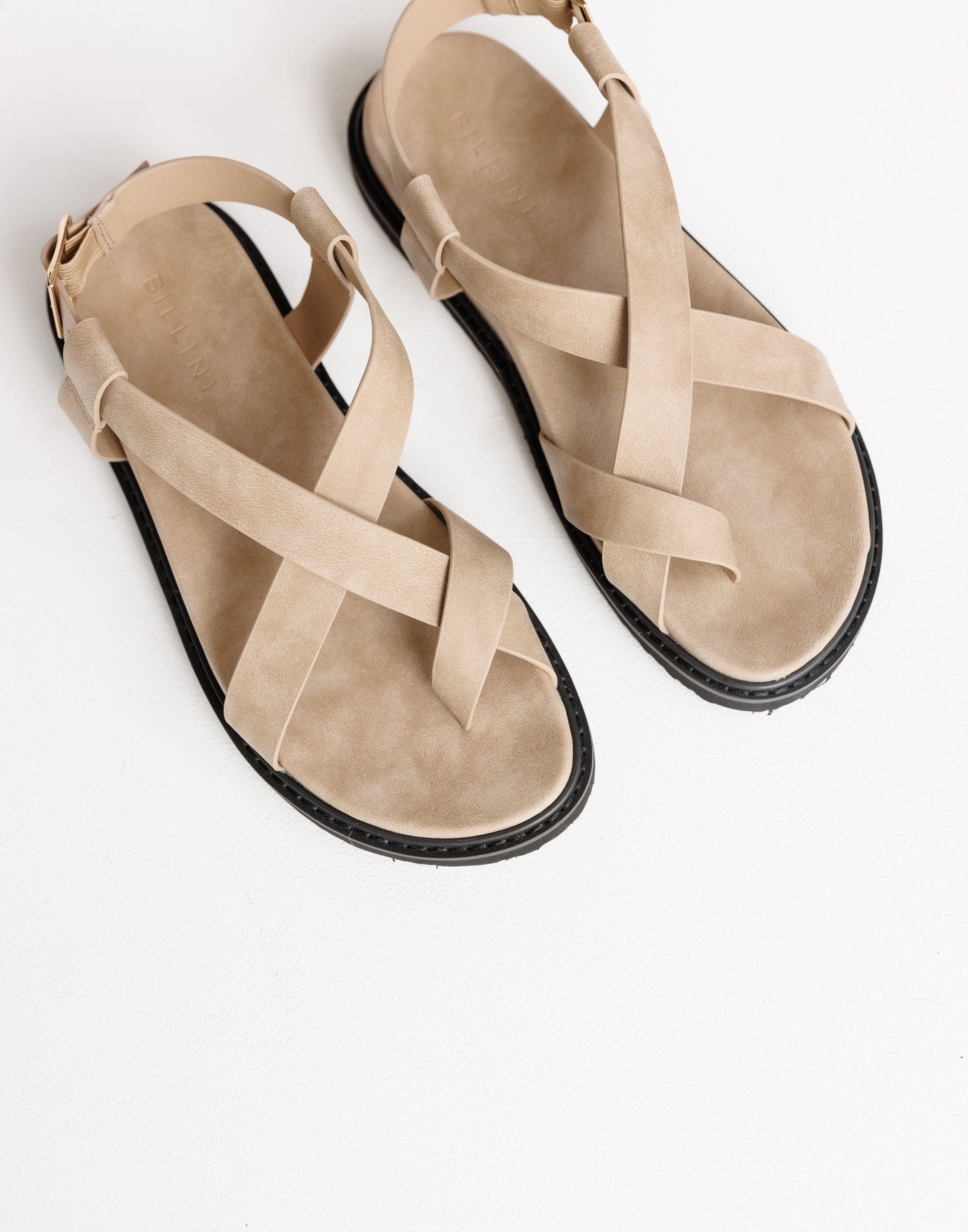 Zarai Sandals (Taupe Nubuck) - By Billini - Strappy Upper Buckle Fastening Toe Strap Sandal - Women's Shoes - Charcoal Clothing
