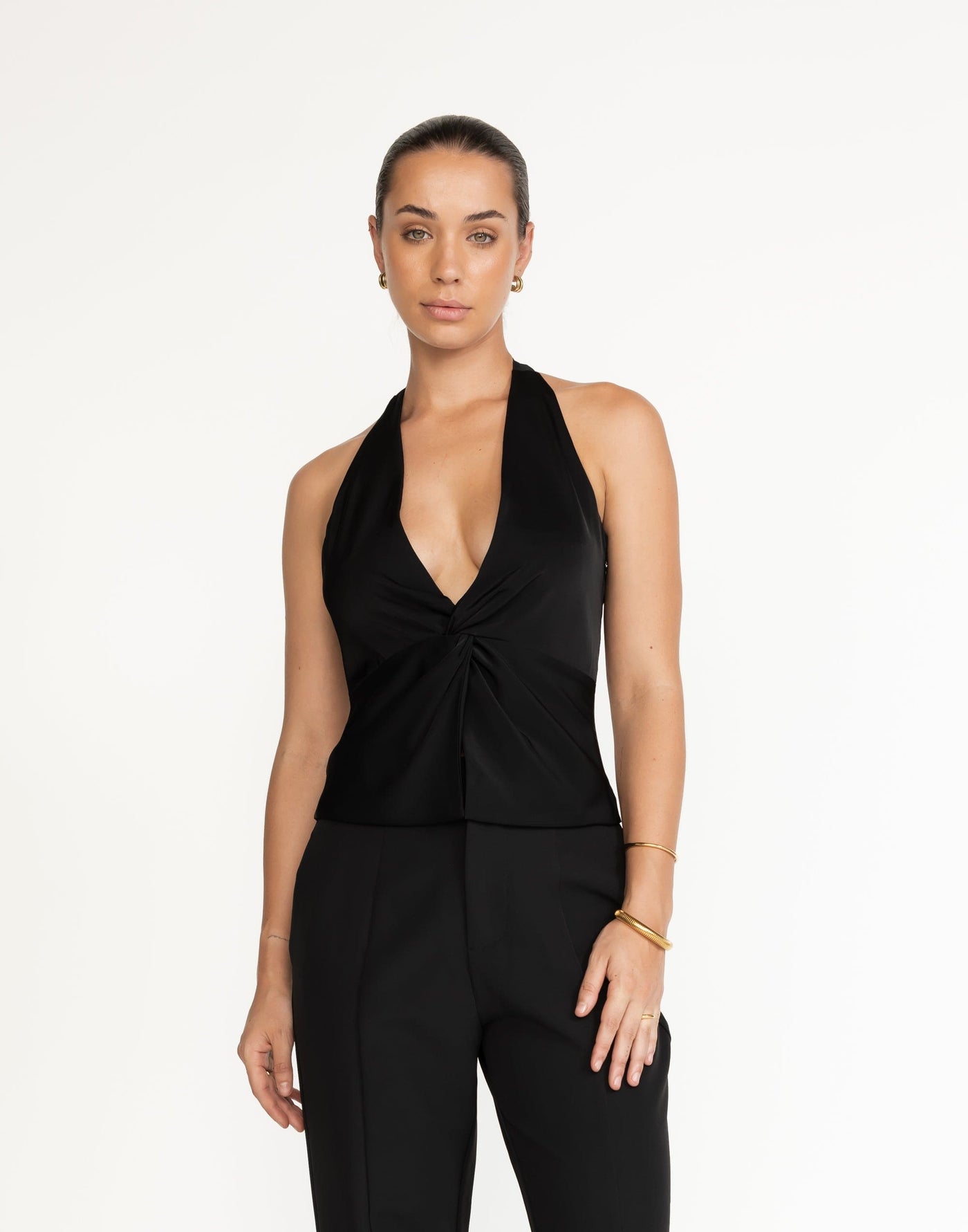 Cecil Top (Black) | CHARCOAL Exclusive - Black Halter Top - Women's Top - Charcoal Clothing
