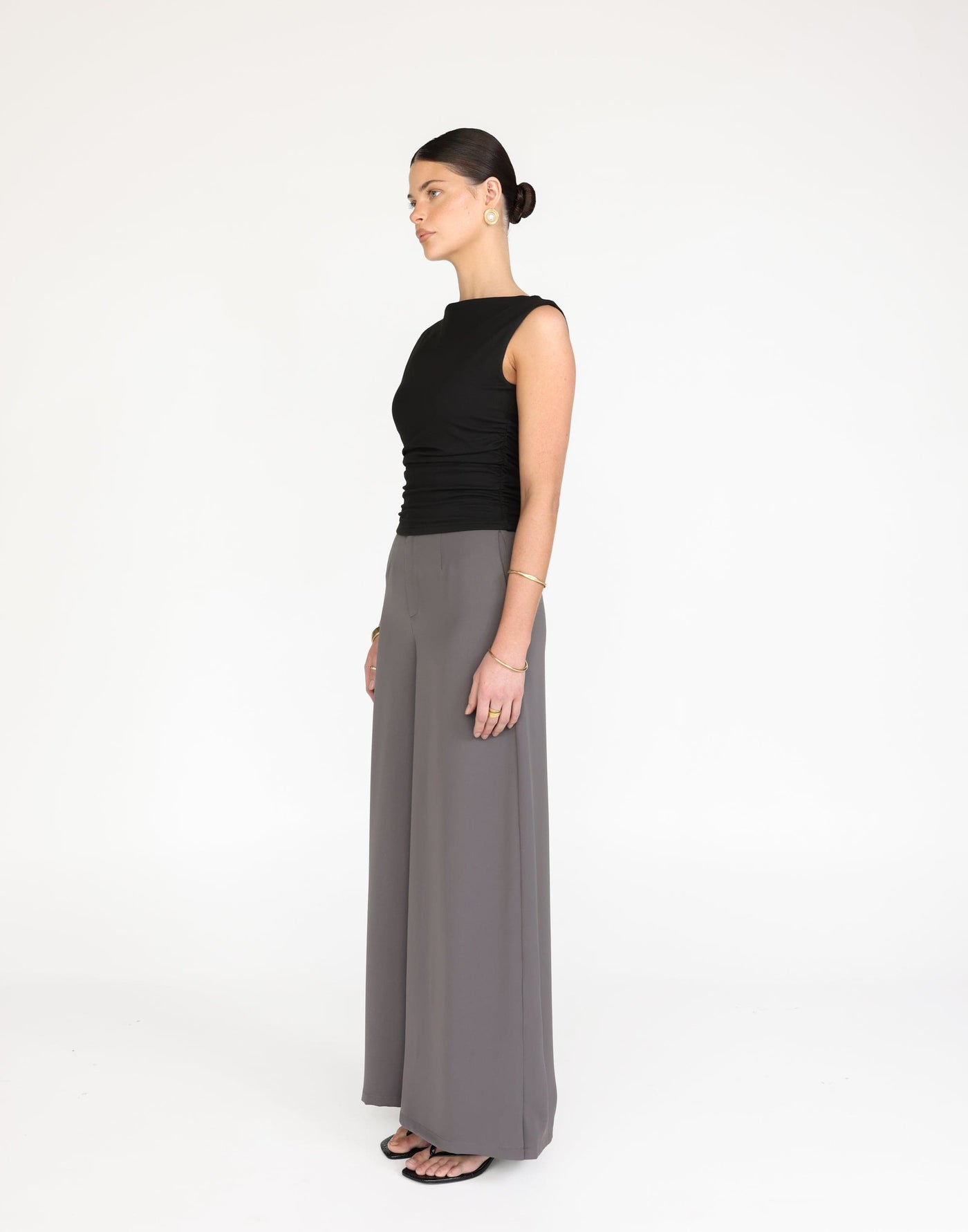 Kellan Top (Black) | CHARCOAL Exclusive - Straight Neck Soft Butter Jersey Top - Women's Top - Charcoal Clothing