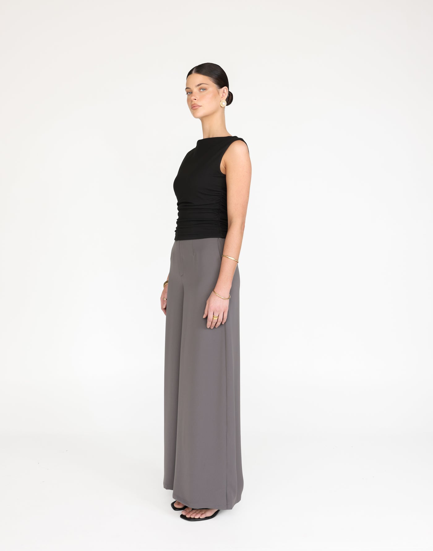Kellan Top (Black) | CHARCOAL Exclusive - Straight Neck Soft Butter Jersey Top - Women's Top - Charcoal Clothing