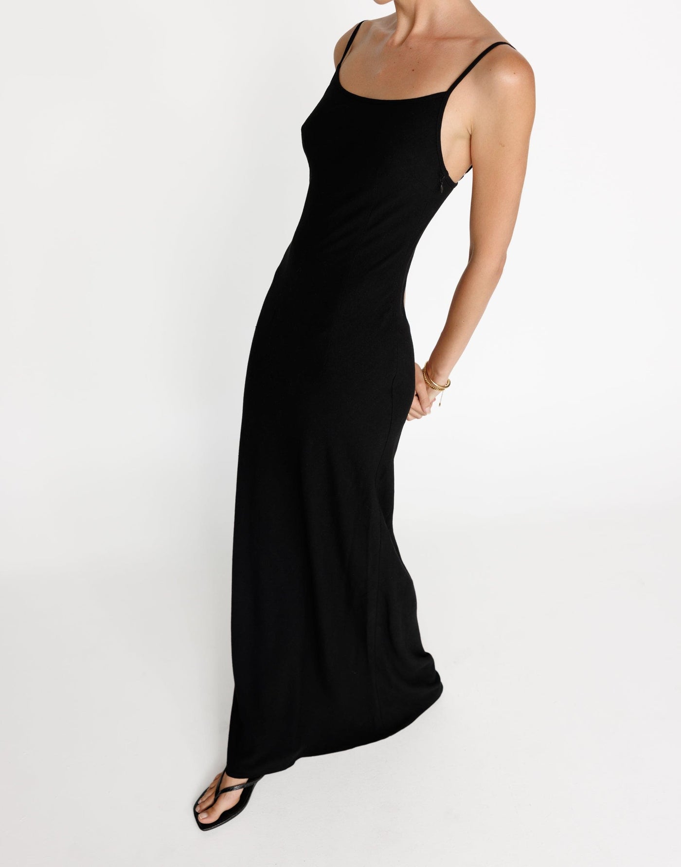 June Maxi Dress (Black) | CHARCOAL Exclusive - Thin Strap Bodycon Maxi Dress - Women's Dress - Charcoal Clothing