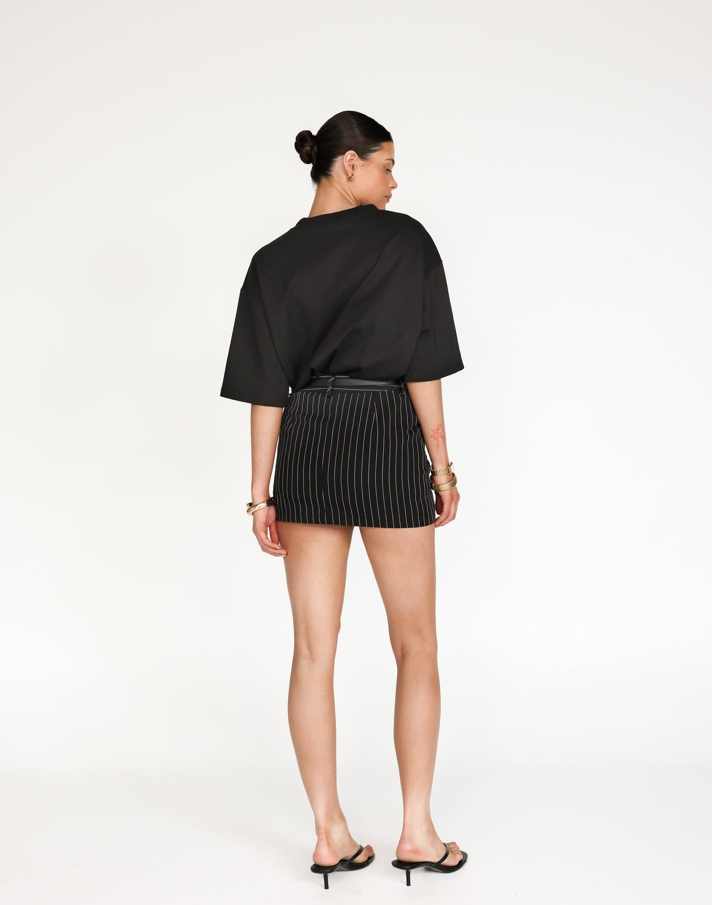 Samantha Mini Skirt (Black) | CHARCOAL Exclusive - Pinstripe Functional Pocket Mini Skirt - Women's Skirt - Charcoal Clothing