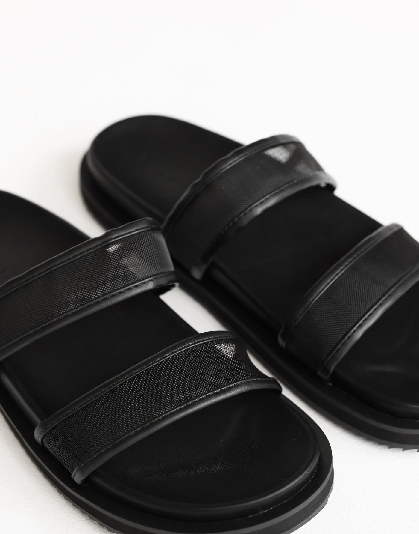 Tamre Slides (Black Mesh) - By Billini - Dual Strap Mesh Upper Slides - Women's Shoes - Charcoal Clothing