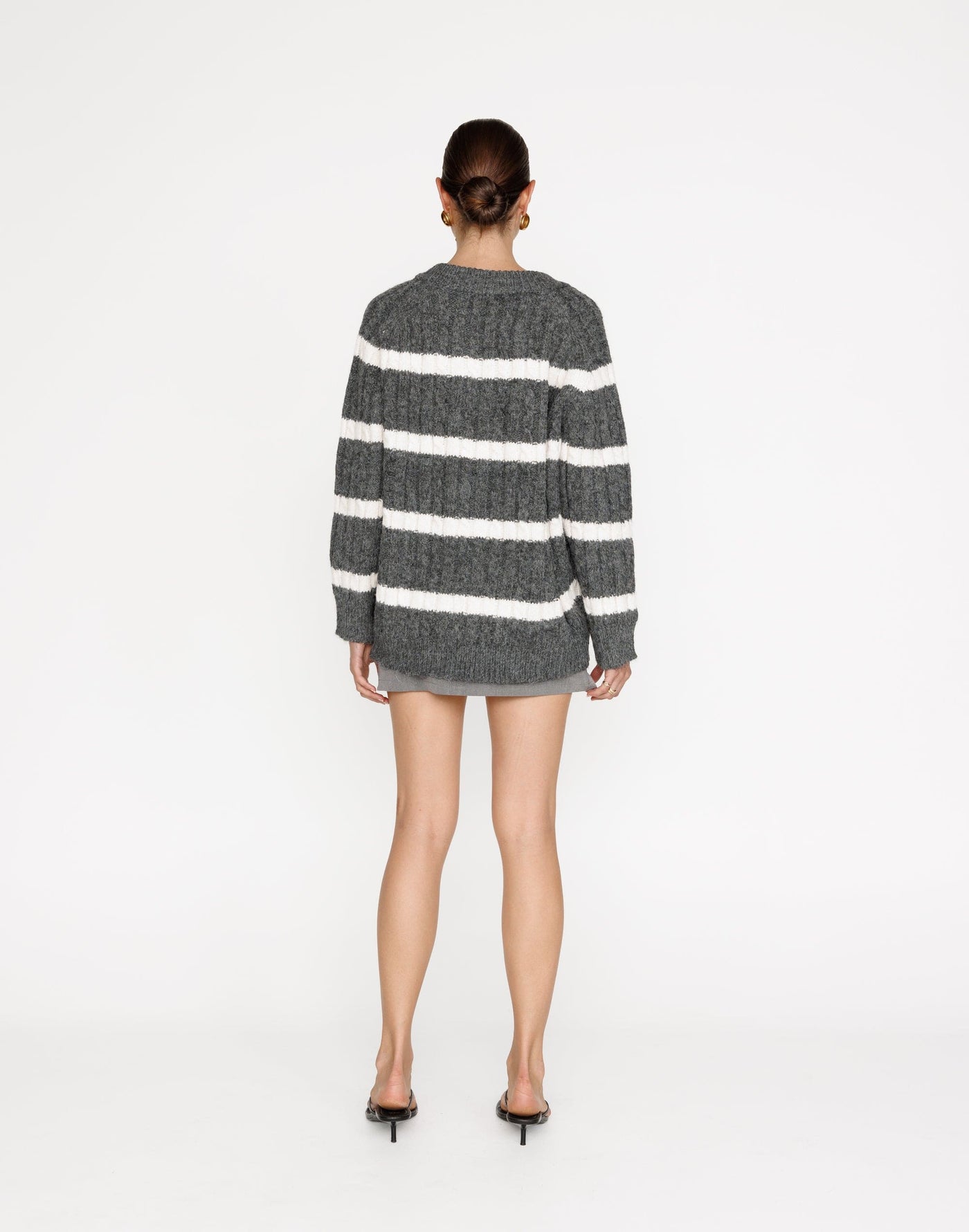 Baely Knit Jumper (Slate Stripe) | CHARCOAL Exclusive - Soft Knit Relaxed Fit Jumper - Women's Outerwear - Charcoal Clothing