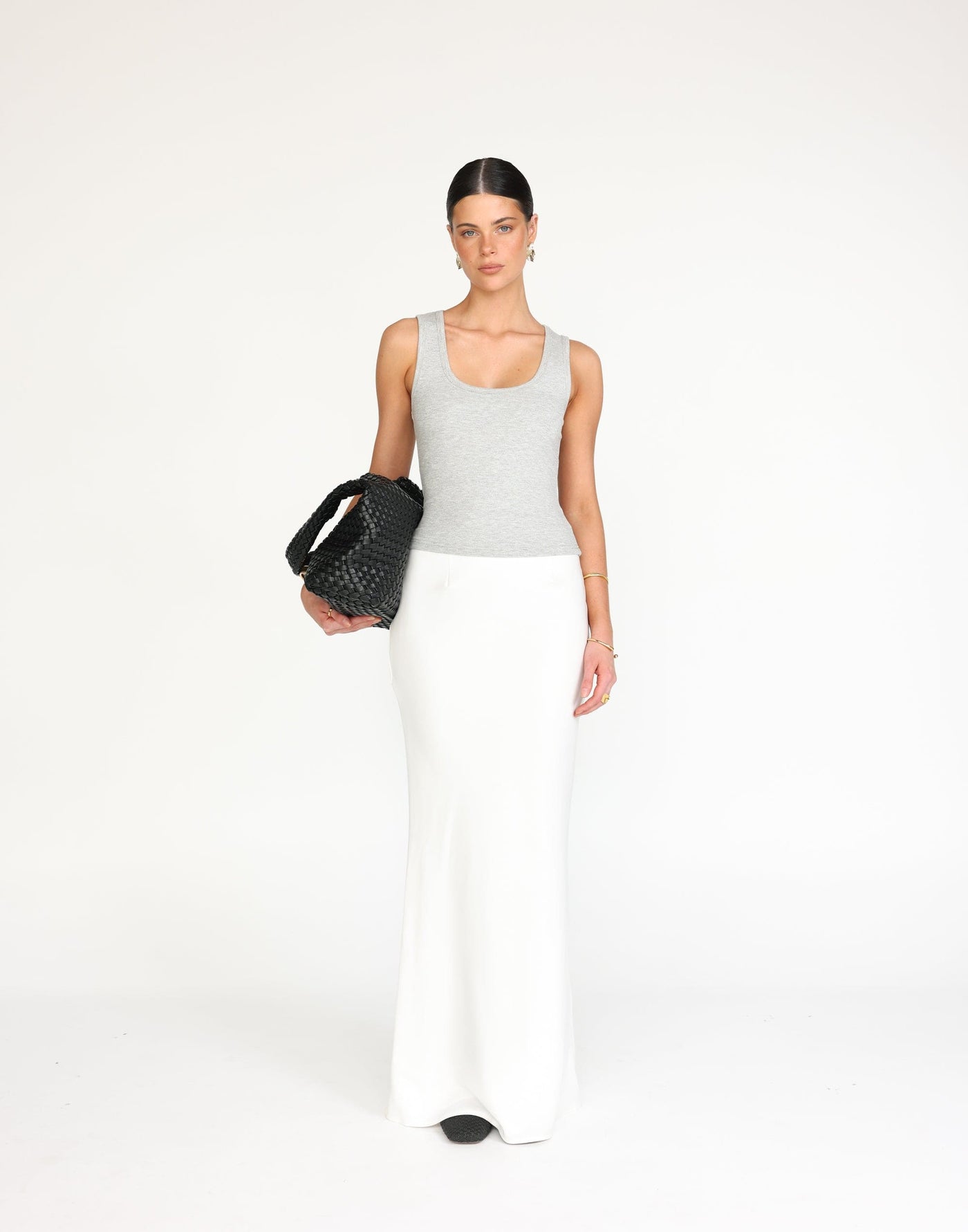 Briley Top (Grey Marle) | CHARCOAL Exclusive - Rounded Scoop Neck Bodycon Tank - Women's Top - Charcoal Clothing