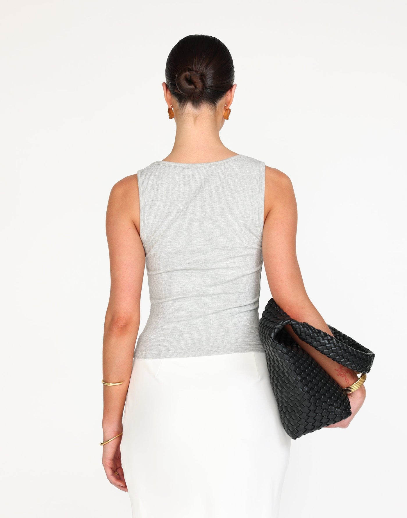 Briley Top (Grey Marle) | CHARCOAL Exclusive - Rounded Scoop Neck Bodycon Tank - Women's Top - Charcoal Clothing