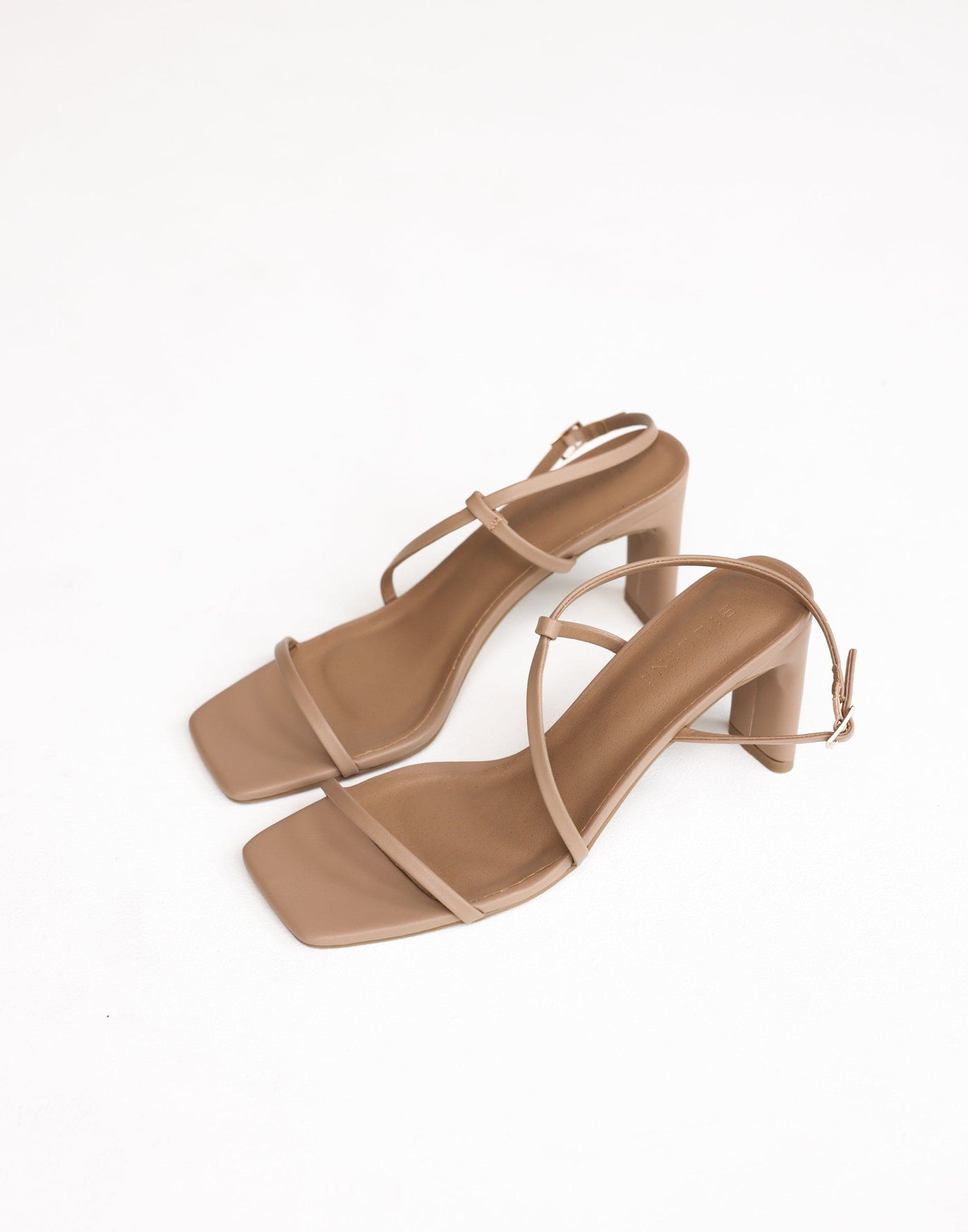 Zhane Heels (Dark Nude) - By Billini - Strappy Shaved Block Heel - Women's Shoes - Charcoal Clothing
