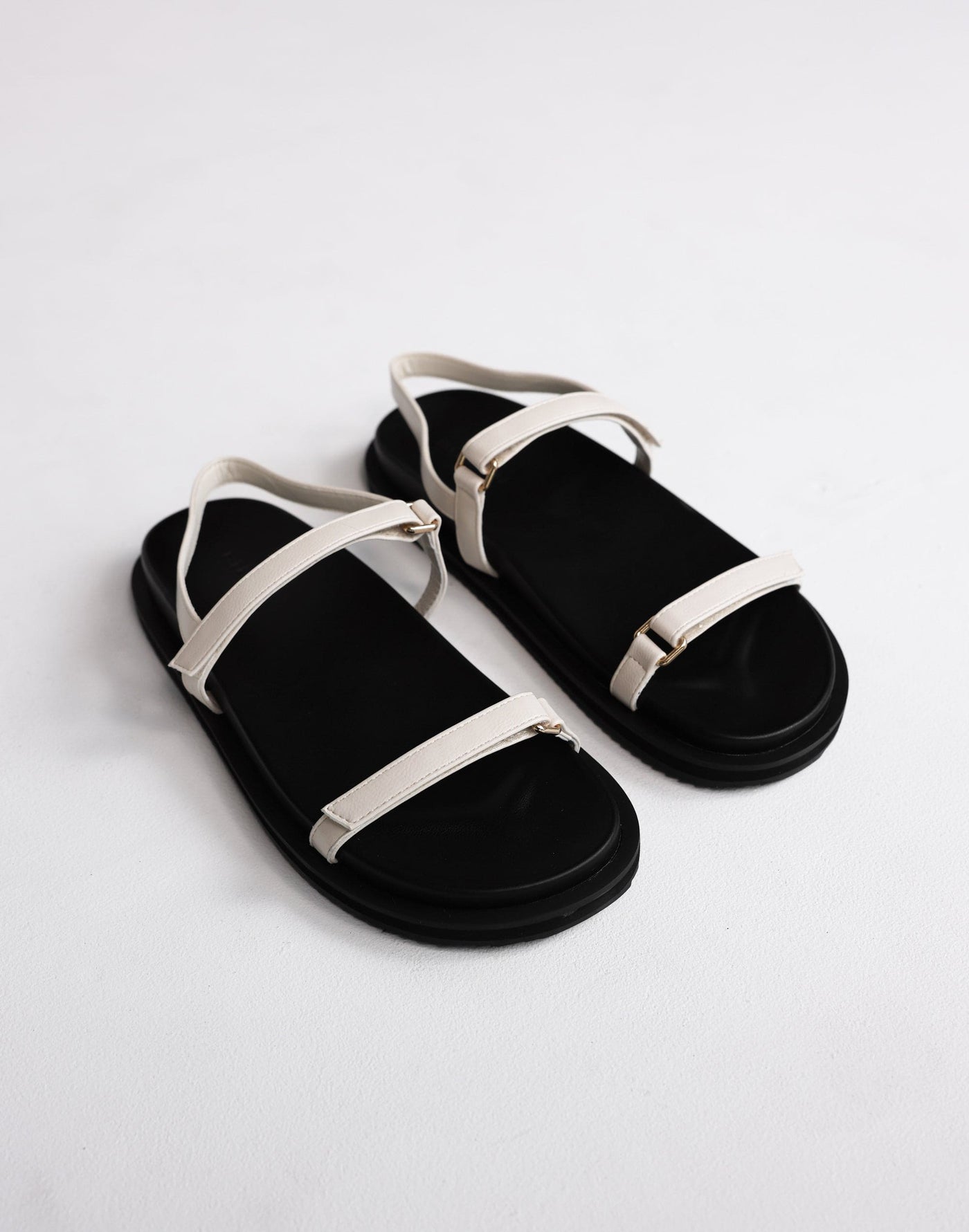 Tasa Sandles (Ivory) - By Billini - Velcro Strappy Sandal - Women's Shoes - Charcoal Clothing