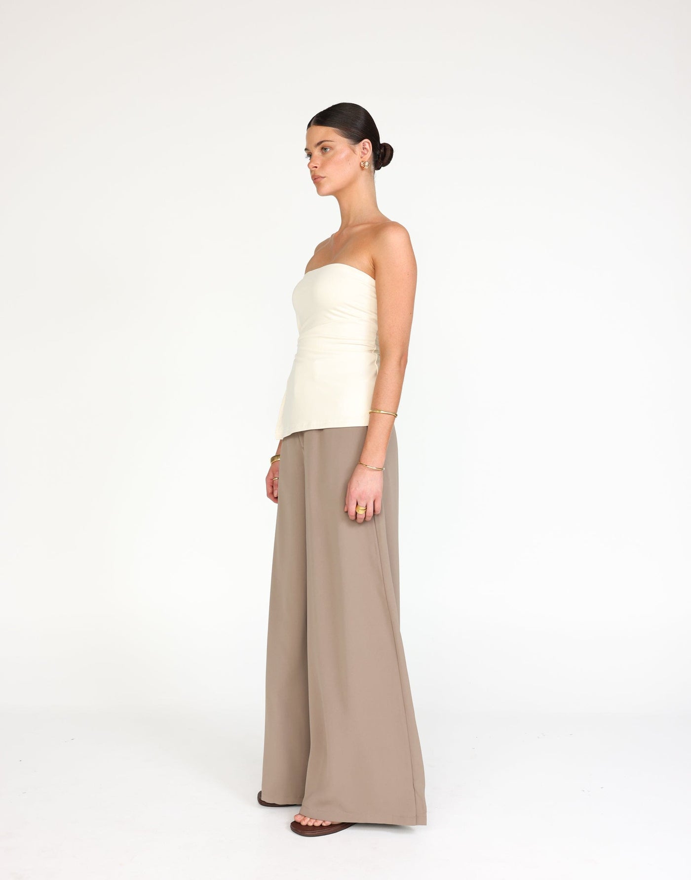 Elsie Top (Oat) | CHARCOAL Exclusive - Strapless Asymmetrical Knot Detail Top - Women's Top - Charcoal Clothing