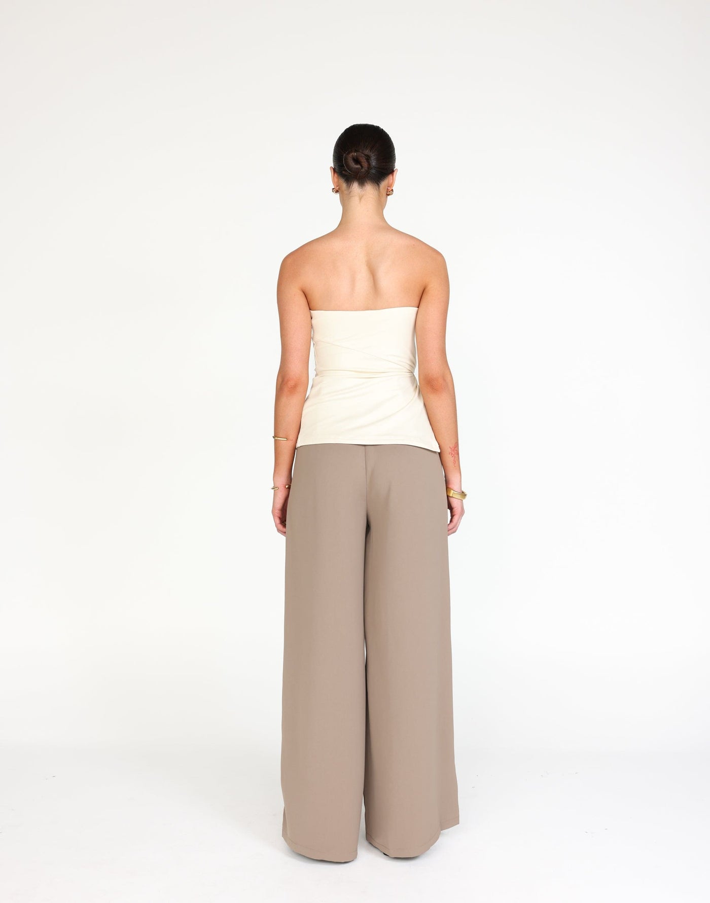 Elsie Top (Oat) | CHARCOAL Exclusive - Strapless Asymmetrical Knot Detail Top - Women's Top - Charcoal Clothing
