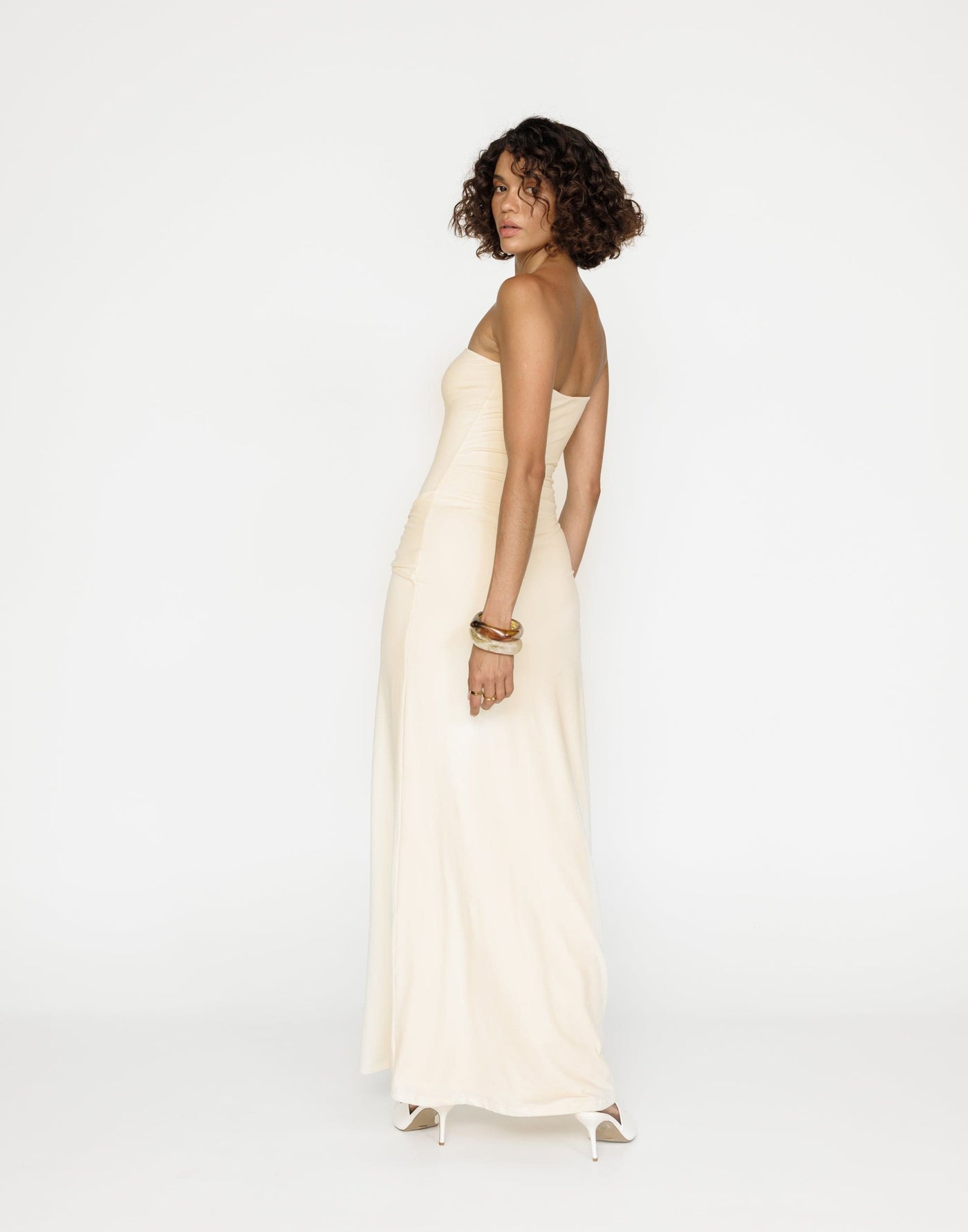 Edela Maxi Dress (Butter) | CHARCOAL Exclusive - Twisted Front Detail Bodycon Maxi - Women's Dress - Charcoal Clothing