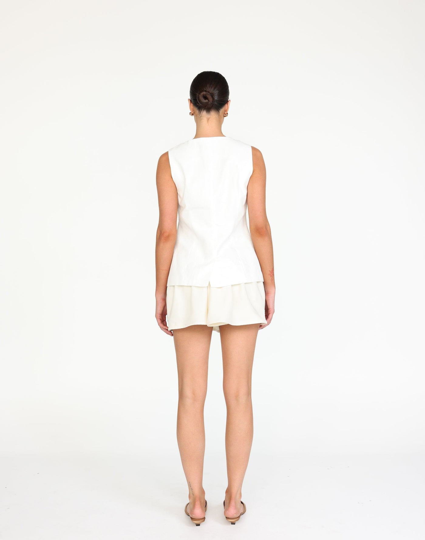 Jemima Mini Skirt (Oat) | CHARCOAL Exclusive - High Waisted Gathered Mini Skirt - Women's Skirt - Charcoal Clothing