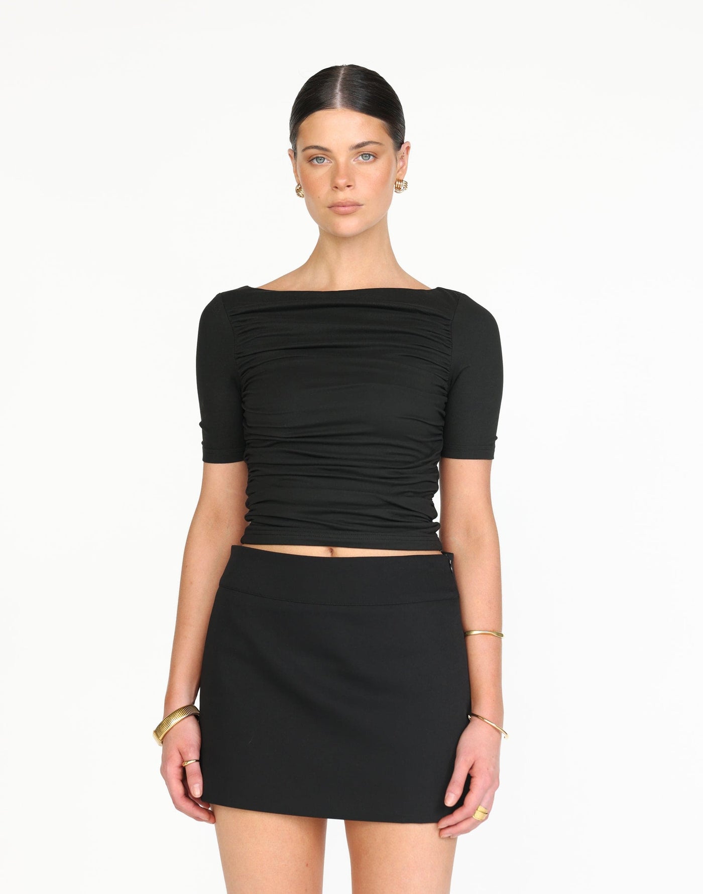 Ashwood Mini Skirt (Black) - CHARCOAL Exclusive - Mid-Rise Mini Skirt - Women's Skirt - Charcoal Clothing