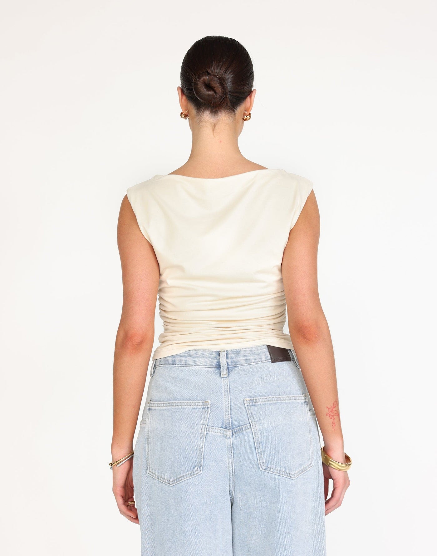 Kellan Top (Oat) | CHARCOAL Exclusive - Straight Neck Soft Butter Jersey Top - Women's Top - Charcoal Clothing