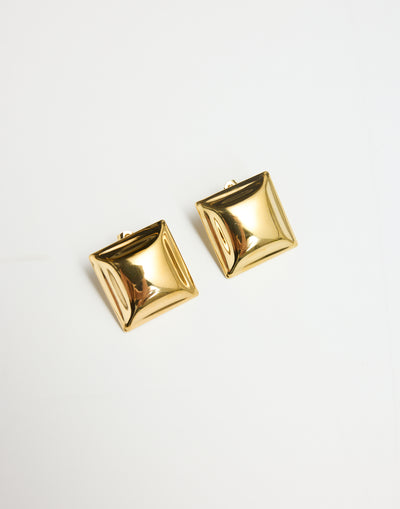 Eadie Earrings (Gold) - Raised Square Statement Earrings - Women's Accessories - Charcoal Clothing
