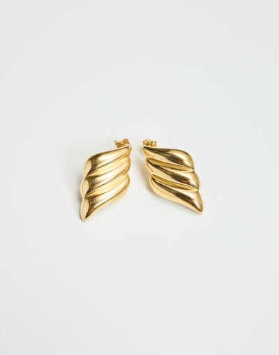 Maddy Earrings (Gold) - Textured Diamond Shape Earrings - Women's Accessories - Charcoal Clothing