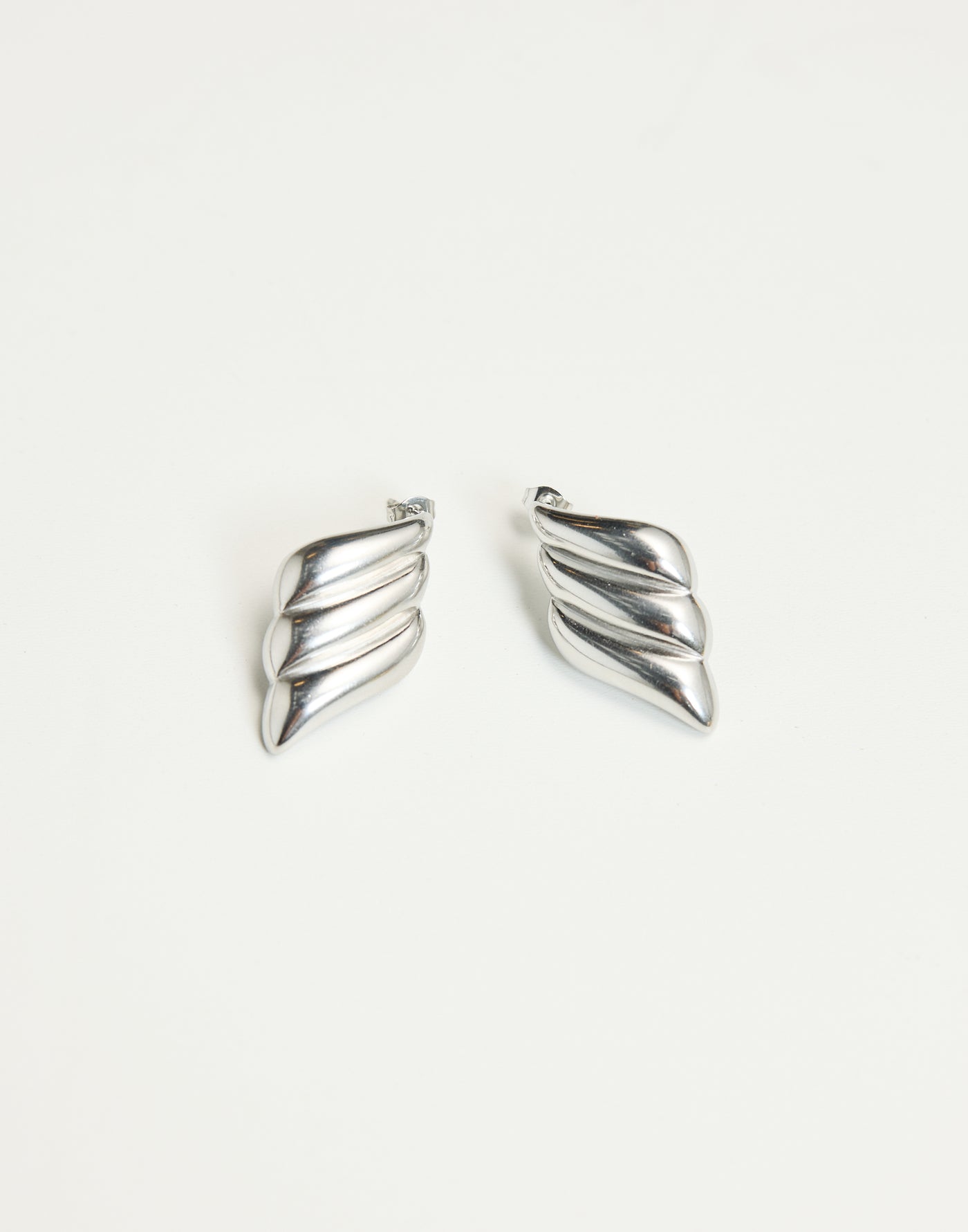 Maddy Earrings (Silver) - Textured Diamond Shape Earrings - Women's Accessories - Charcoal Clothing