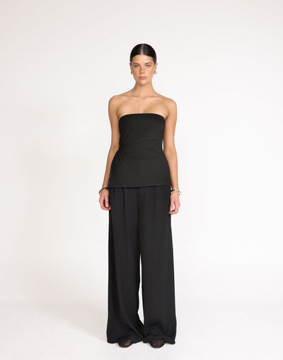 Elsie Top (Black) | CHARCOAL Exclusive - Strapless Asymmetrical Knot Detail Top - Women's Top - Charcoal Clothing