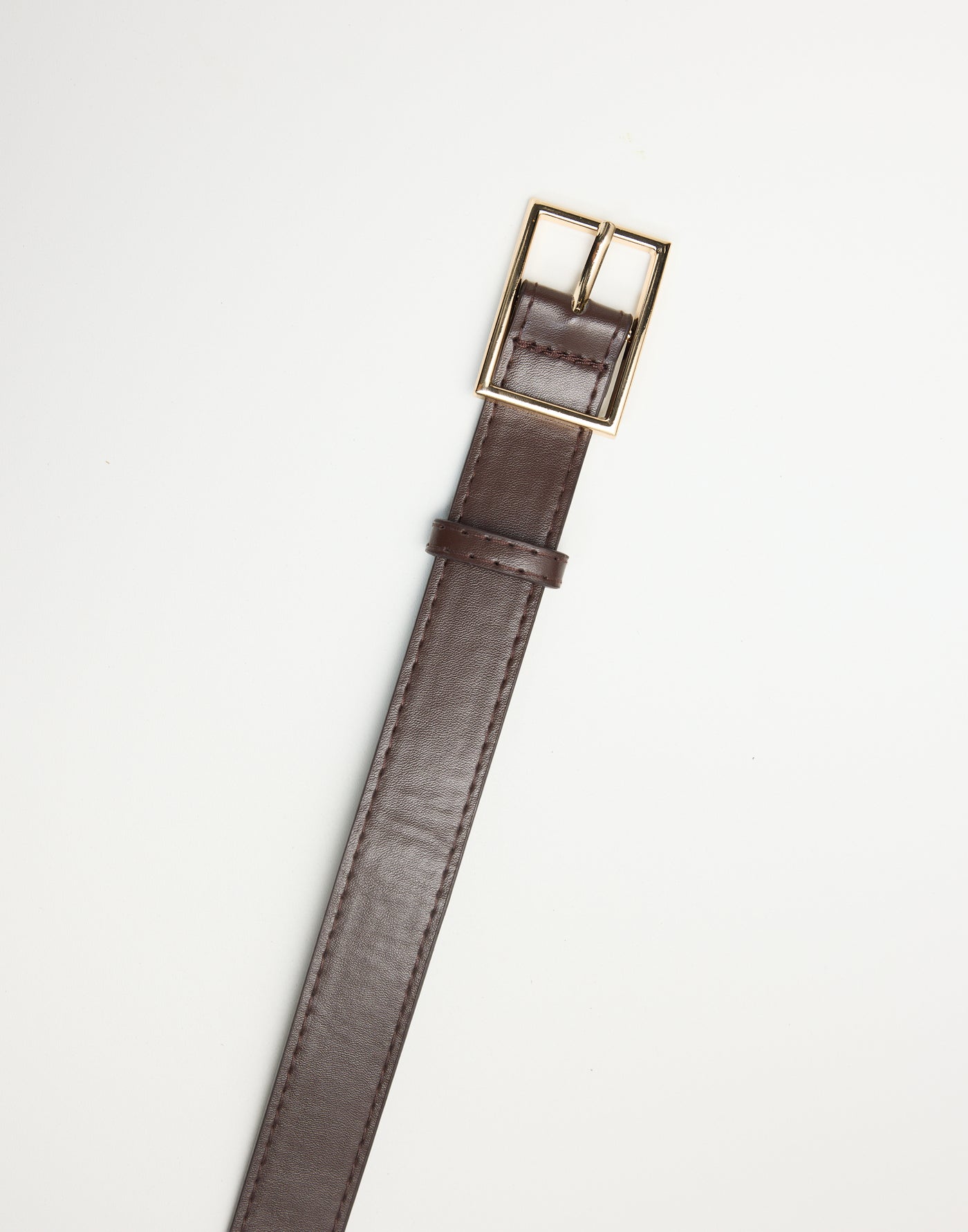 Amber Belt (Cocoa) - Faux Leather Gold Embellishment Belt - Women's Accessories - Charcoal Clothing