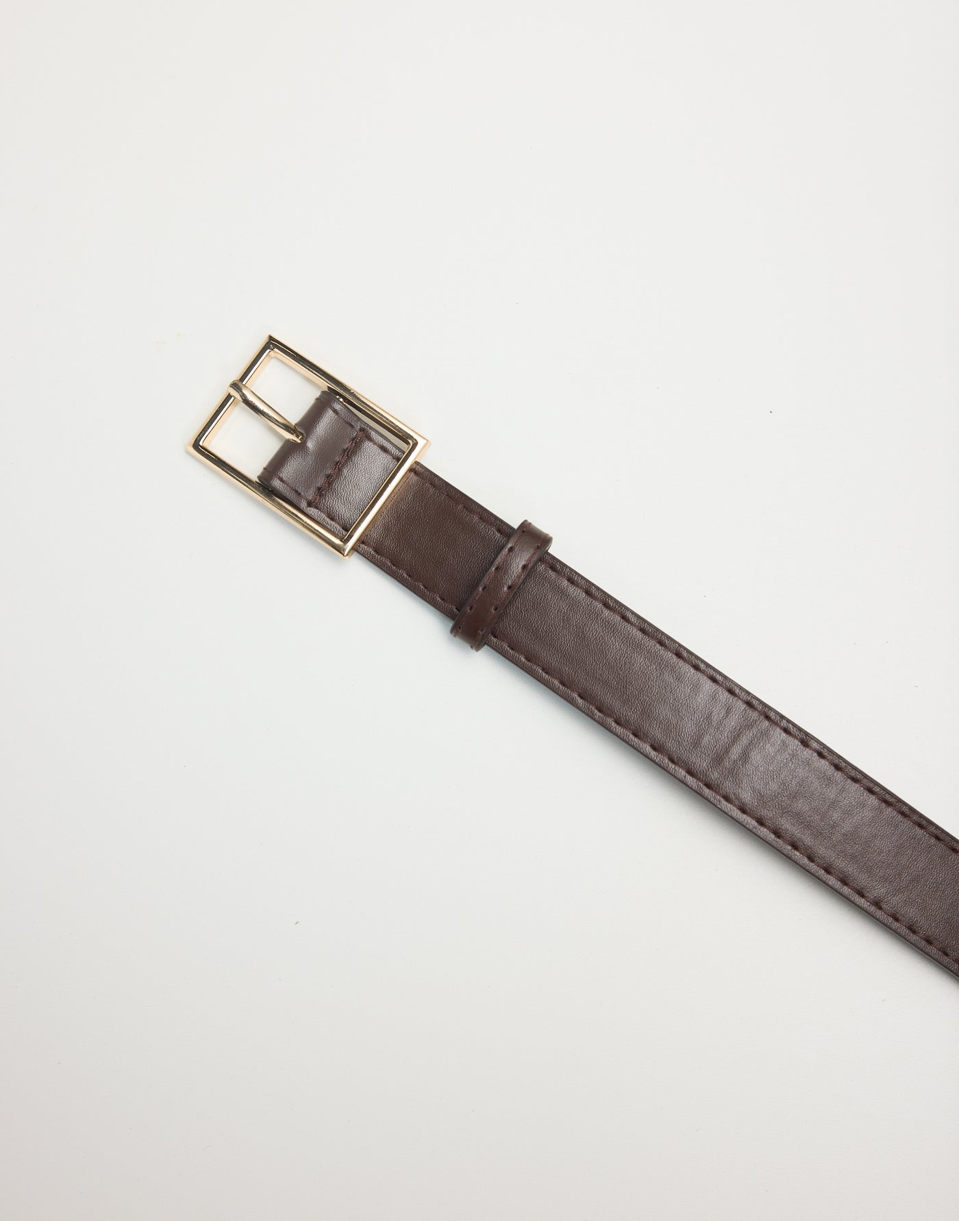 Amber Belt (Cocoa) - Faux Leather Gold Embellishment Belt - Women's Accessories - Charcoal Clothing