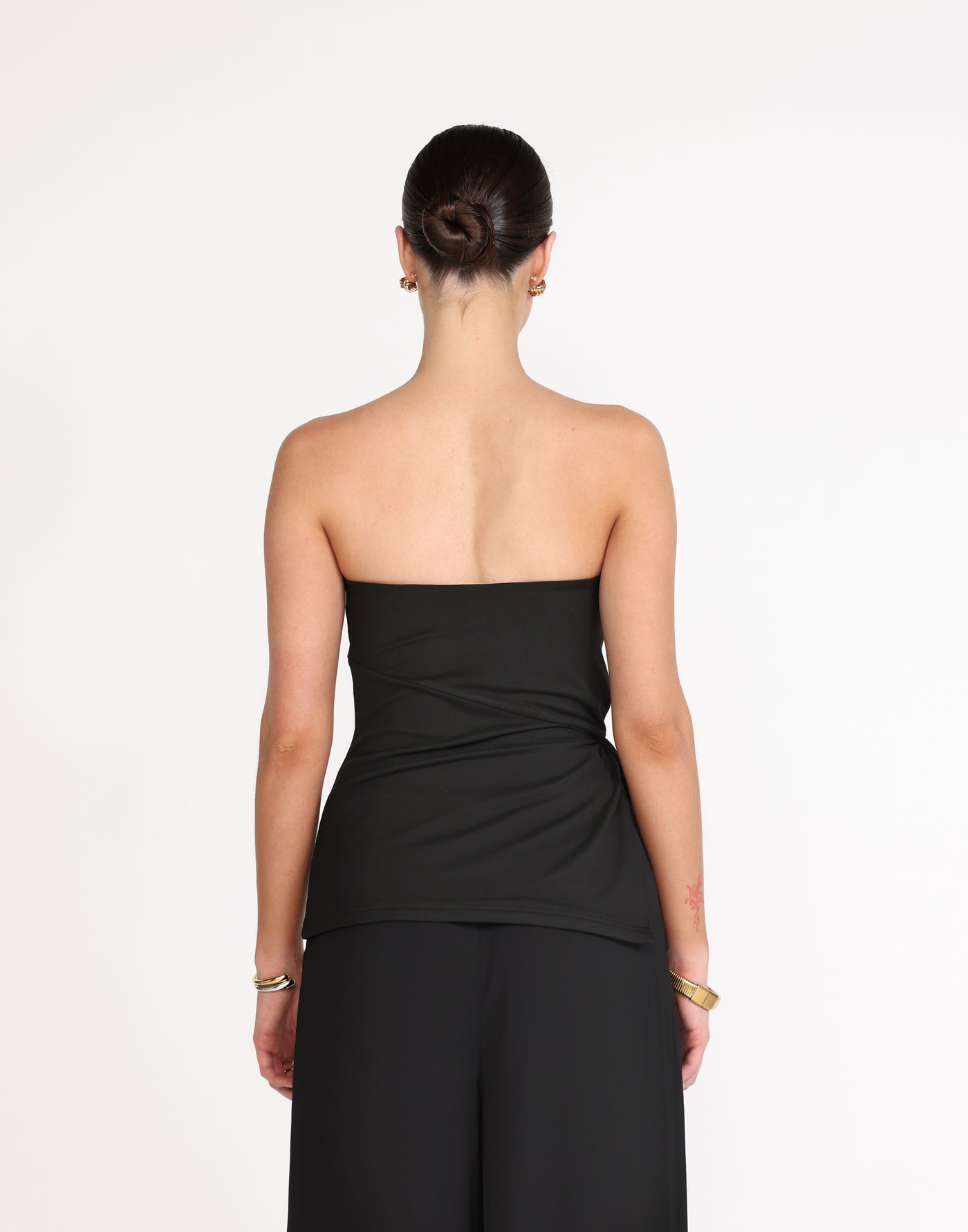 Elsie Top (Black) | CHARCOAL Exclusive - Strapless Asymmetrical Knot Detail Top - Women's Top - Charcoal Clothing