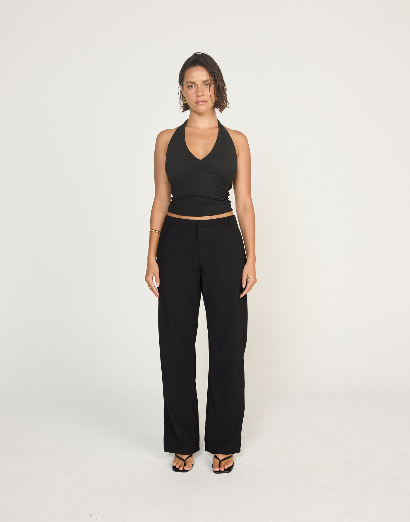 Nailah Pants (Black) | CHARCOAL Exclusive - Straight Leg Mid Rise Pants - Women's Pants - Charcoal Clothing