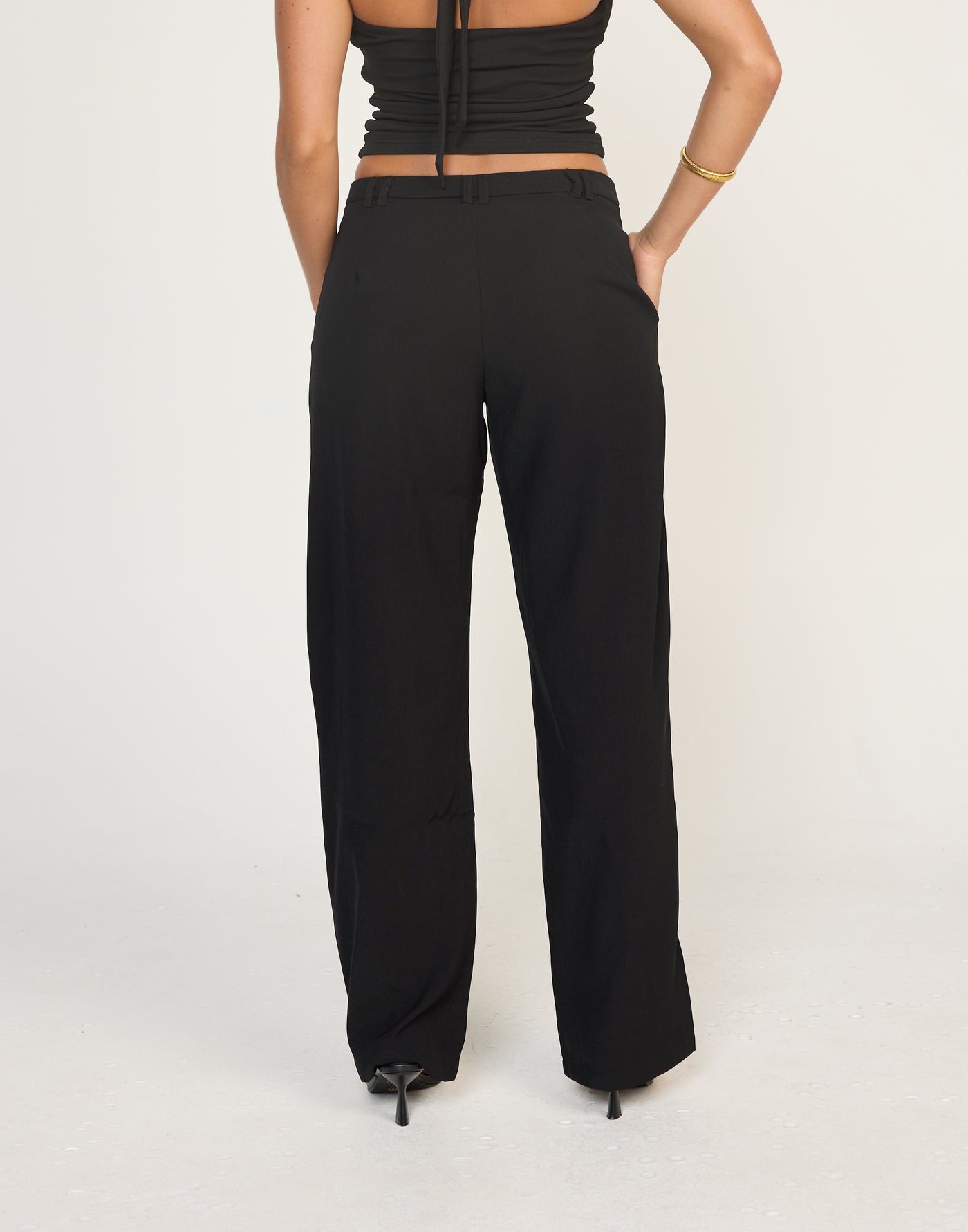 Nailah Pants (Black) | CHARCOAL Exclusive - Straight Leg Mid Rise Pants - Women's Pants - Charcoal Clothing