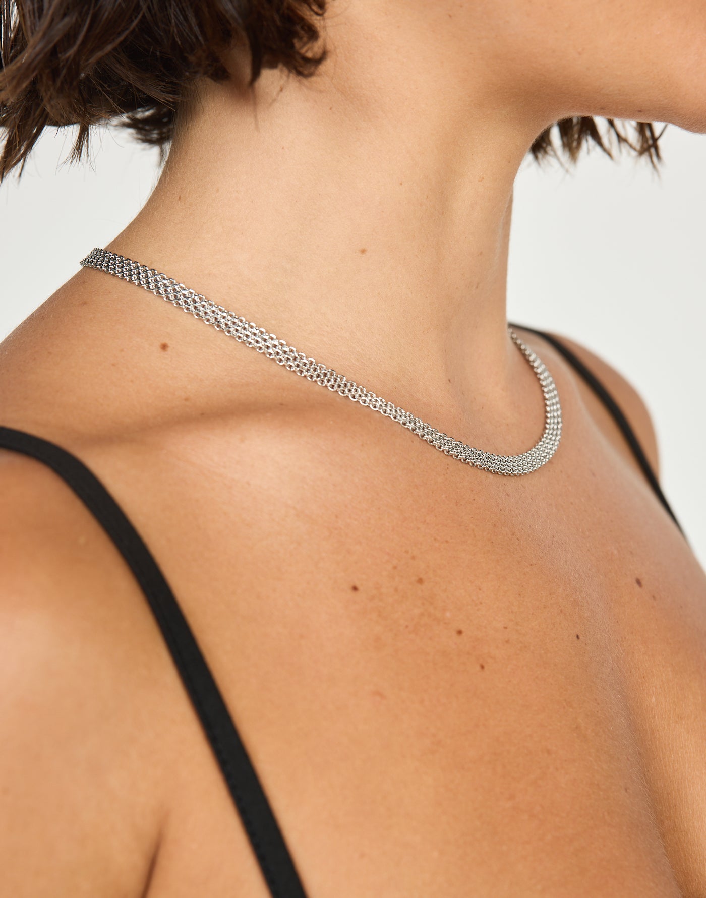Alanis Necklace (Silver) | Charcoal Clothing Exclusive - Flat Intertwined Chain Necklace - Women's Accessories - Charcoal Clothing