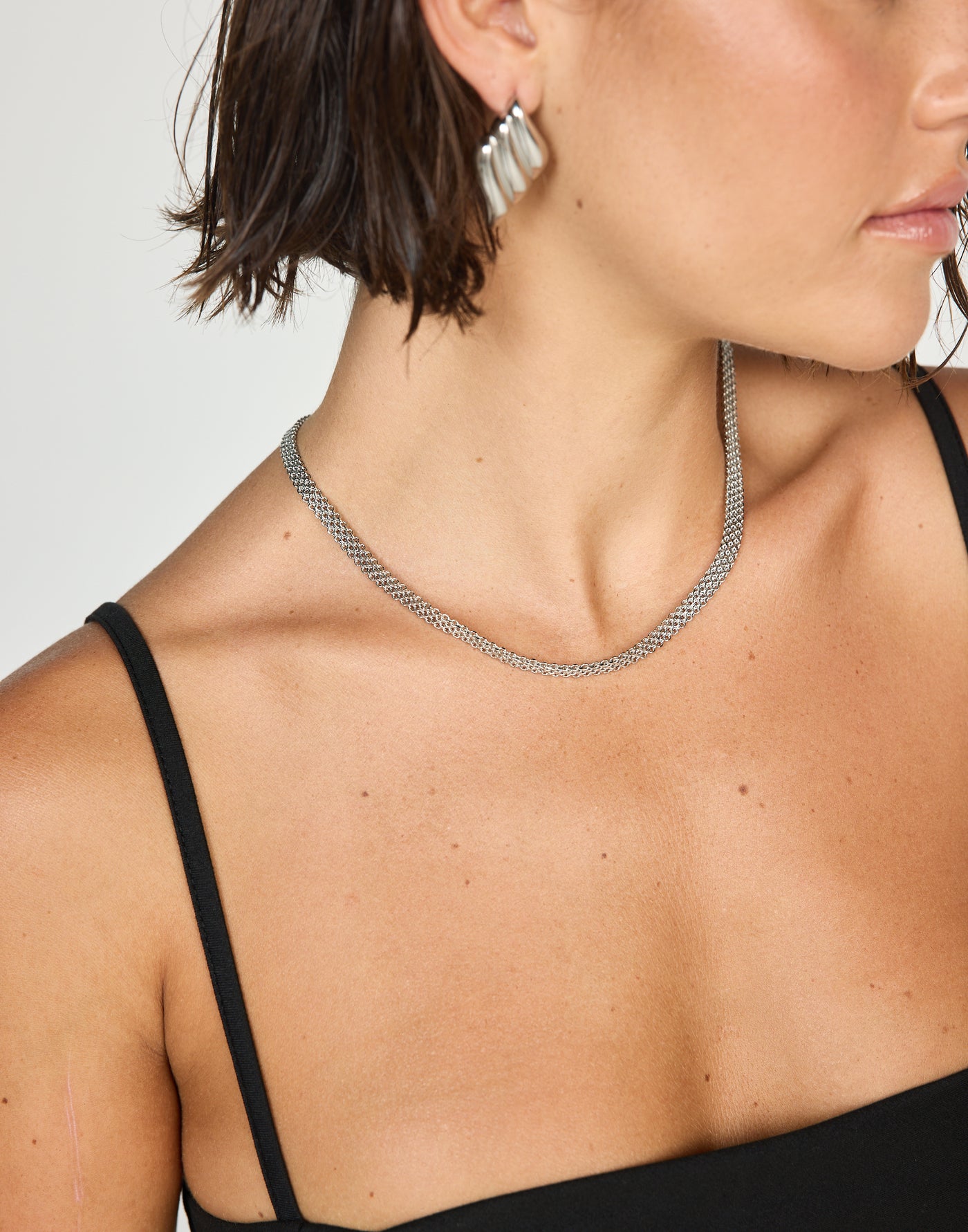 Alanis Necklace (Silver) | Charcoal Clothing Exclusive - Flat Intertwined Chain Necklace - Women's Accessories - Charcoal Clothing