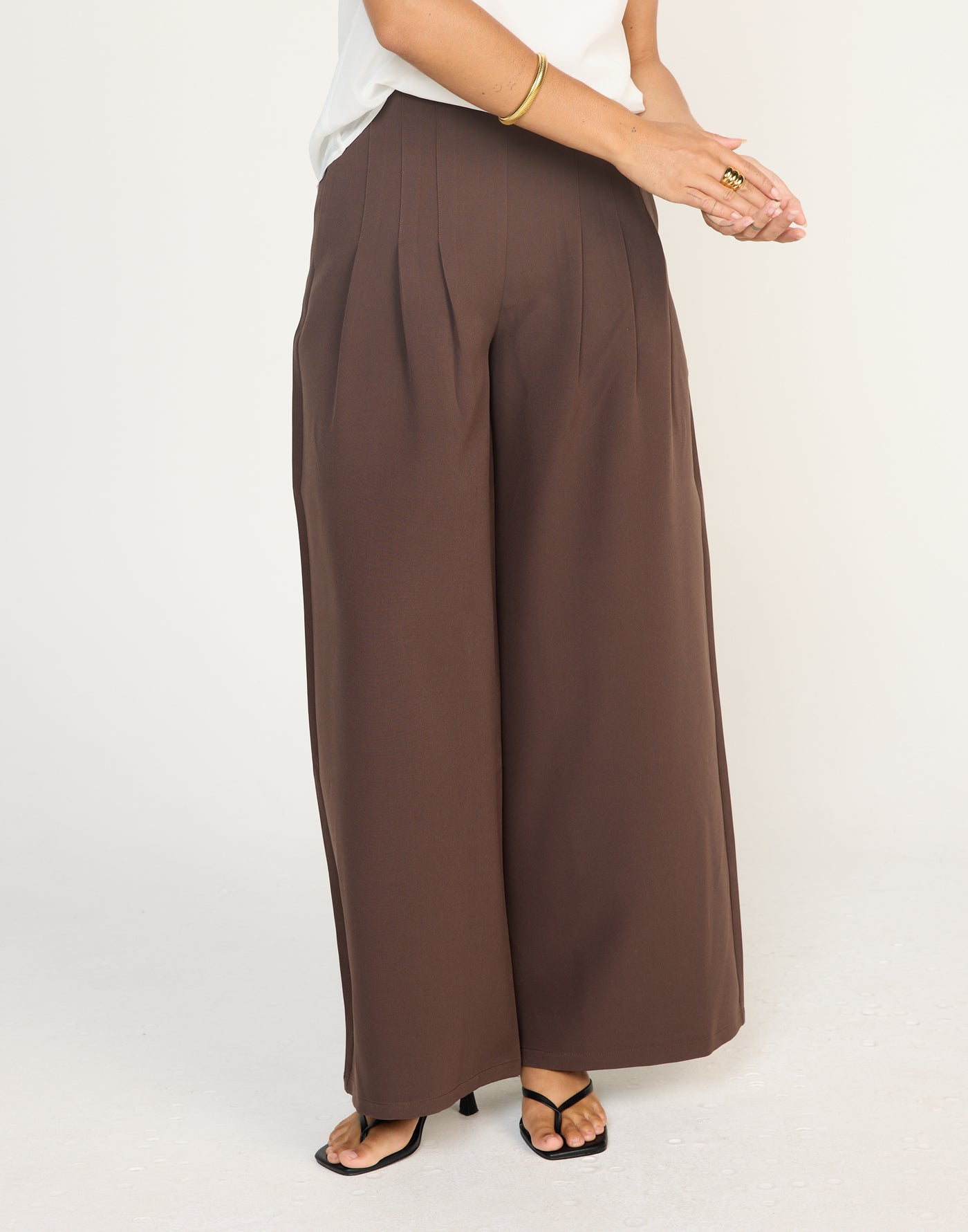 Nerida Pants (Chocolate) | CHARCOAL EXCLUSIVE | Wide Leg Pants With Pleats - Women's Pants - Charcoal Clothing
