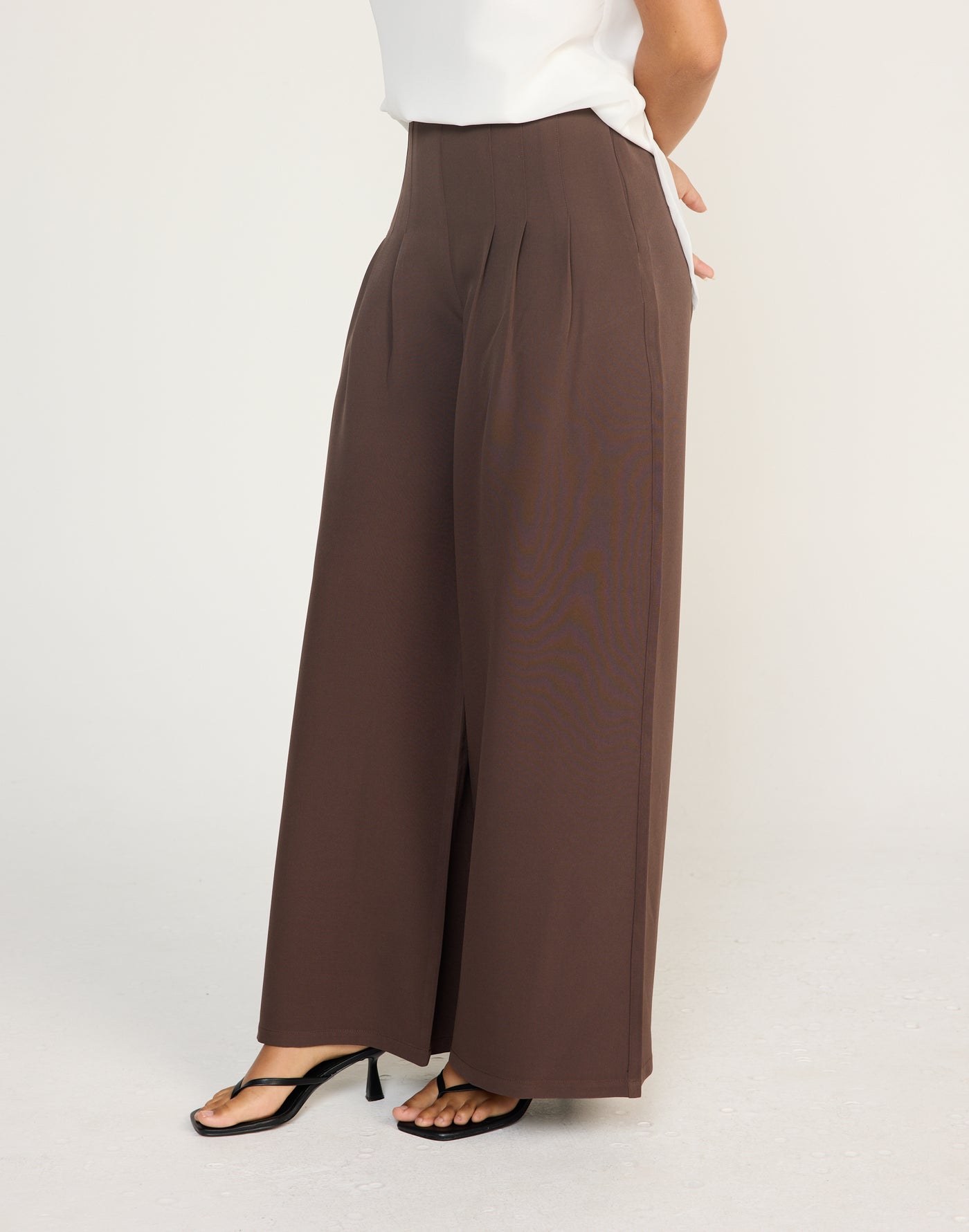 Nerida Pants (Chocolate) | CHARCOAL EXCLUSIVE | Wide Leg Pants With Pleats - Women's Pants - Charcoal Clothing
