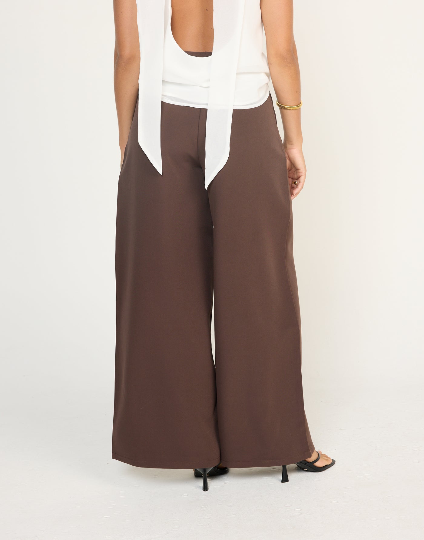 Nerida Pants (Chocolate) | CHARCOAL EXCLUSIVE | Wide Leg Pants With Pleats - Women's Pants - Charcoal Clothing