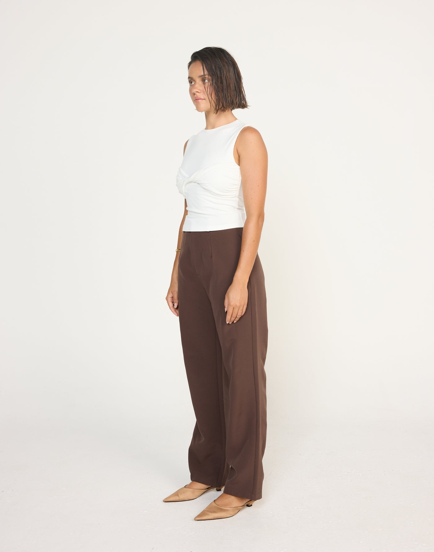 Seaside Top (White) | CHARCOAL EXCLUSIVE | Bodycon Twisted Bust Detail Boatneck Top - Women's Top - Charcoal Clothing