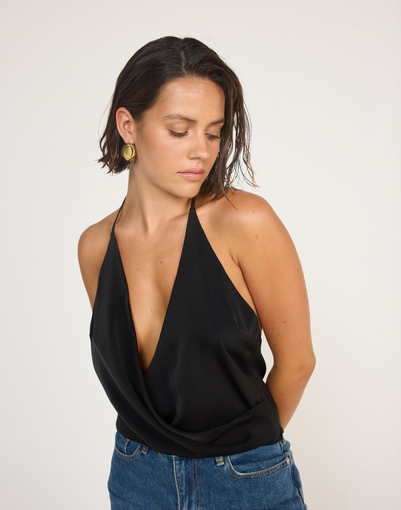 Cabaret Top (Black) | CHARCOAL Exclusive - Halter Black Top - Women's Top - Charcoal Clothing