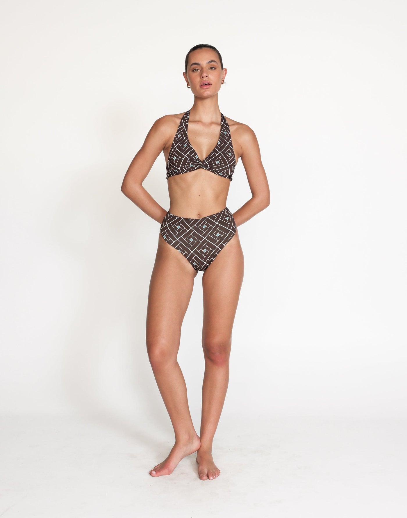 Beni Bikini Bottoms (Marlow) | CHARCOAL Exclusive - High Waisted High Cut Brief Bikini Bottoms - Women's Swimwear - Charcoal Clothing