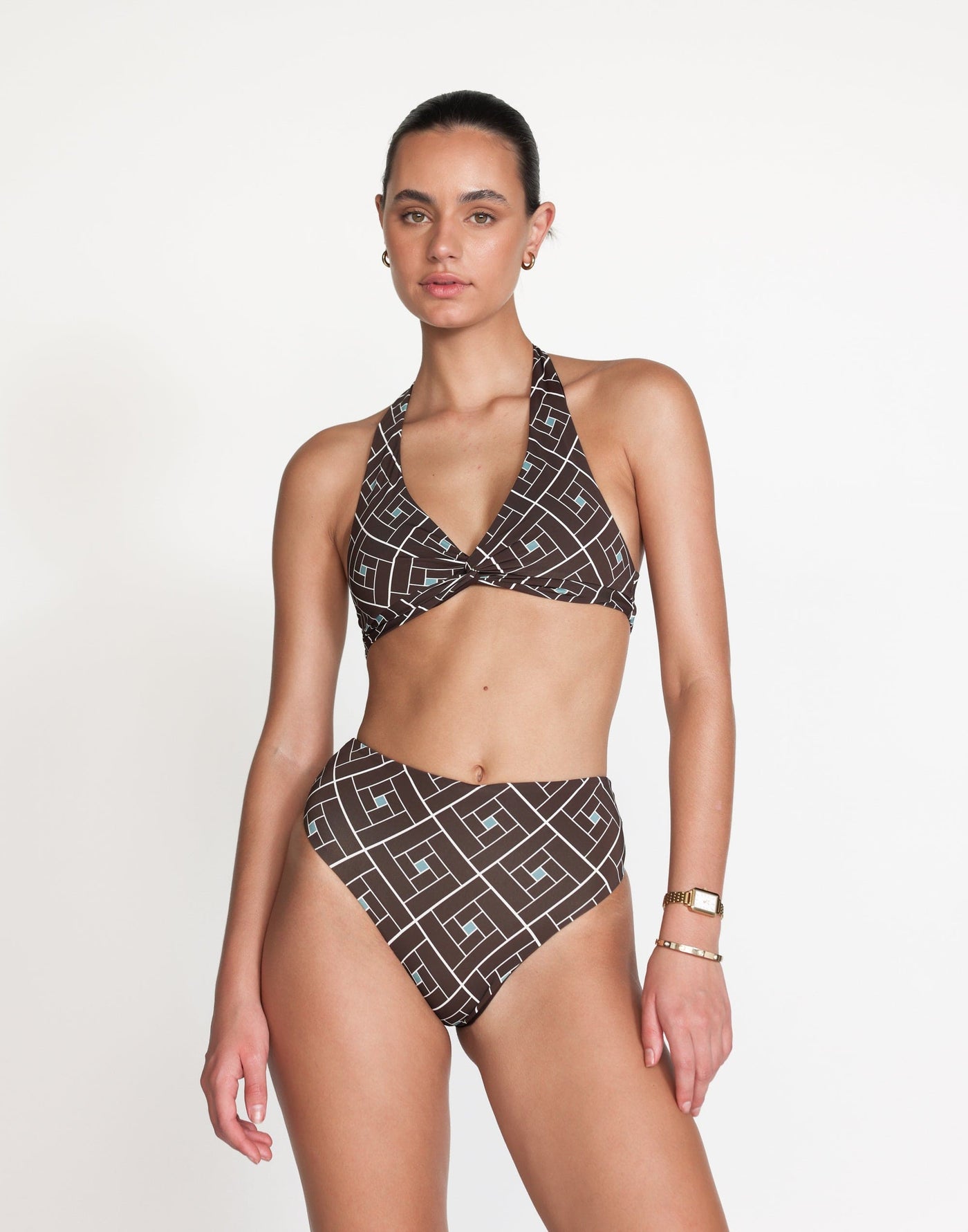 Beni Bikini Bottoms (Marlow) | CHARCOAL Exclusive - High Waisted High Cut Brief Bikini Bottoms - Women's Swimwear - Charcoal Clothing