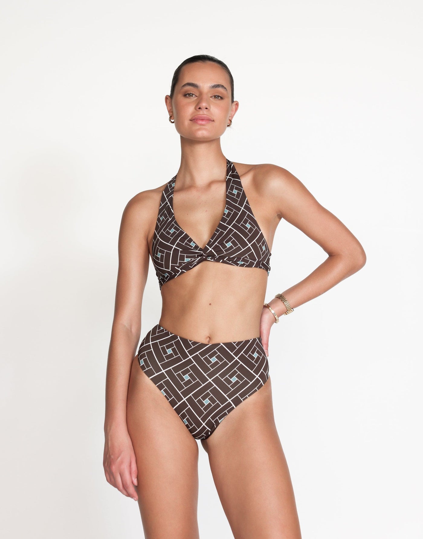 Beni Bikini Bottoms (Marlow) | CHARCOAL Exclusive - High Waisted High Cut Brief Bikini Bottoms - Women's Swimwear - Charcoal Clothing