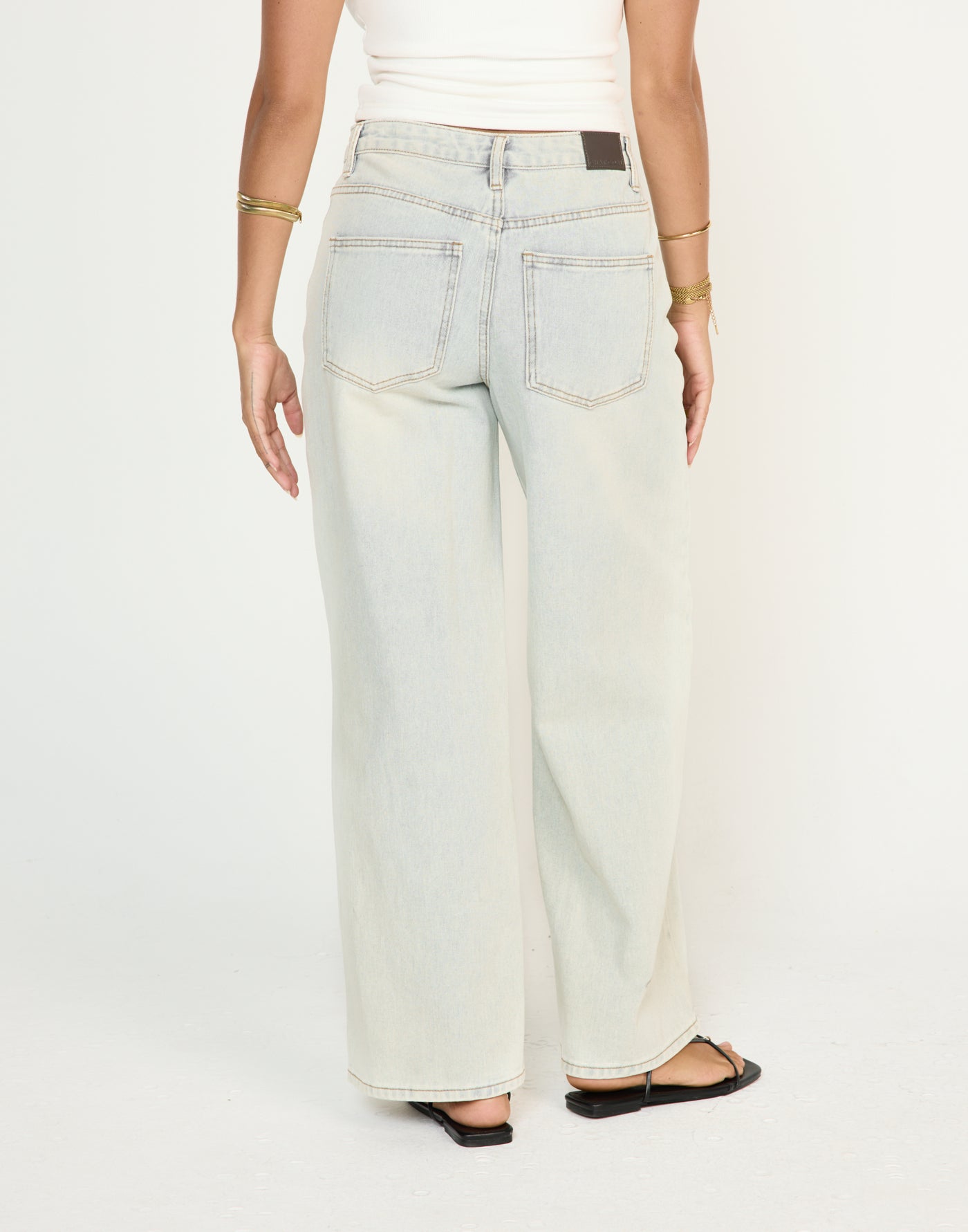 Roman Jeans (Light Blue) - CHARCOAL EXCLUSIVE - Low rise wide leg denim jeans with functional pockets - Women's Pants - Charcoal Clothing