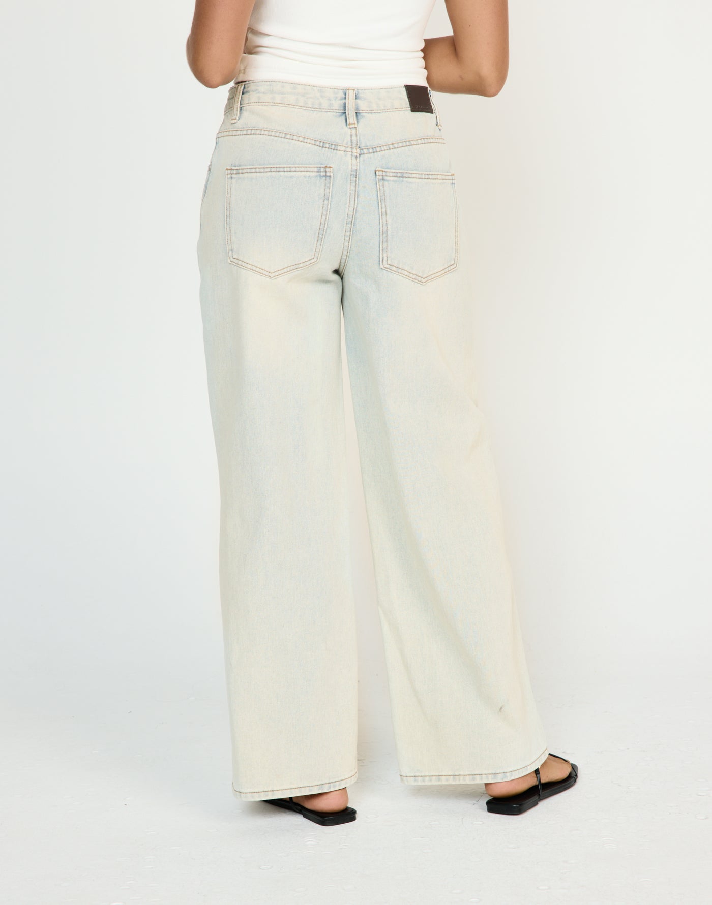 Roman Jeans (Light Blue) - CHARCOAL EXCLUSIVE - Low rise wide leg denim jeans with functional pockets - Women's Pants - Charcoal Clothing