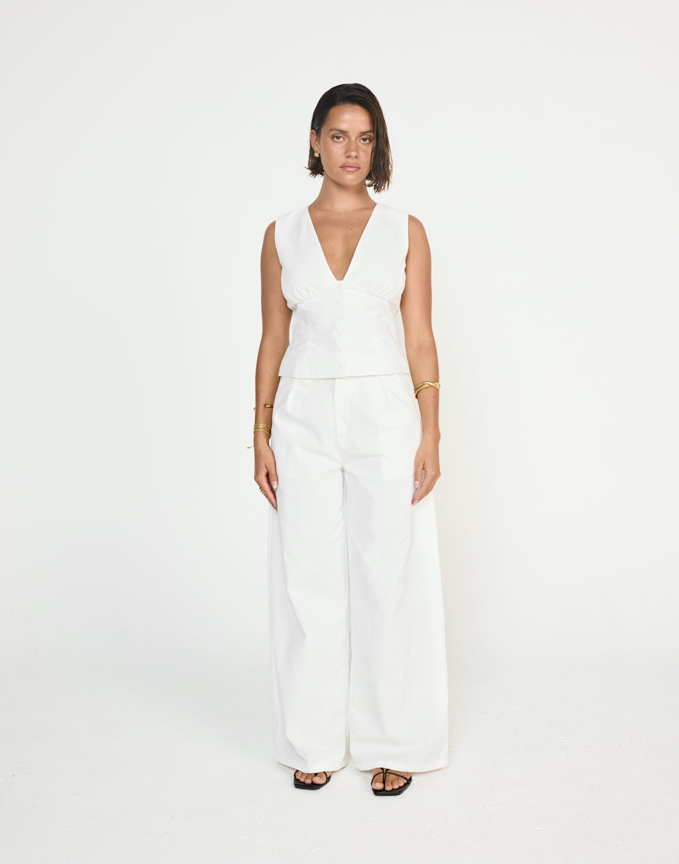 Nautical Pants (White) - CHARCOAL EXCLUSIVE - Linen mid rise wide leg pants - Women's Pants - Charcoal Clothing