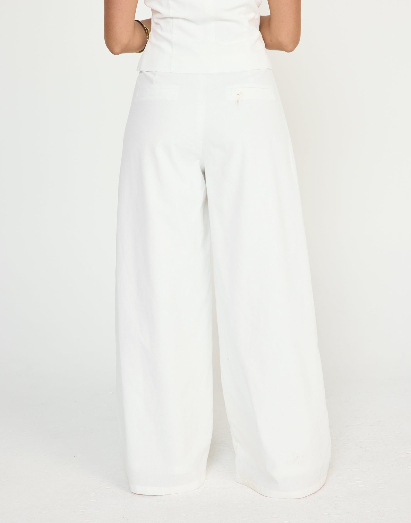 Nautical Pants (White) - CHARCOAL EXCLUSIVE - Linen mid rise wide leg pants - Women's Pants - Charcoal Clothing