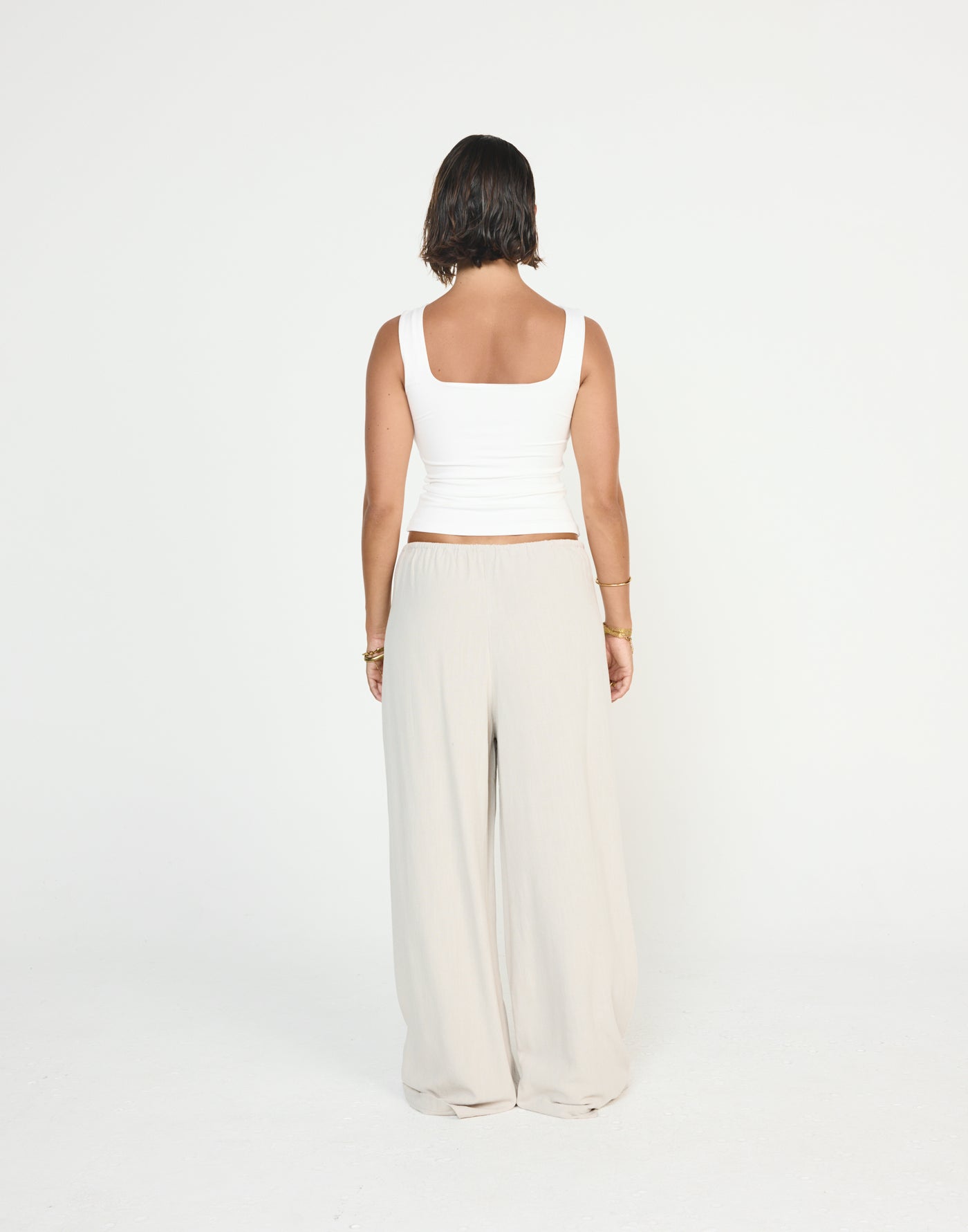 Cove Pants (Latte) - CHARCOAL EXCLUSIVE - Mid Rise Drawstring Linen Pants - Women's Pants - Charcoal Clothing